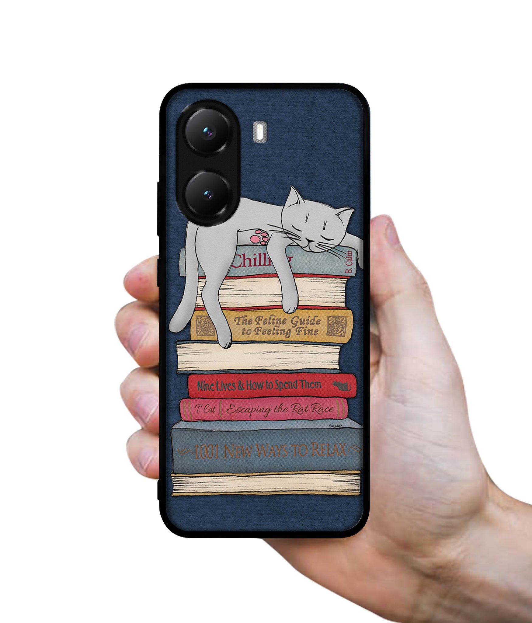 Cat Sleeping On The Books Designer 2D Printed Back Case Cover for Poco X7 Pro 5G