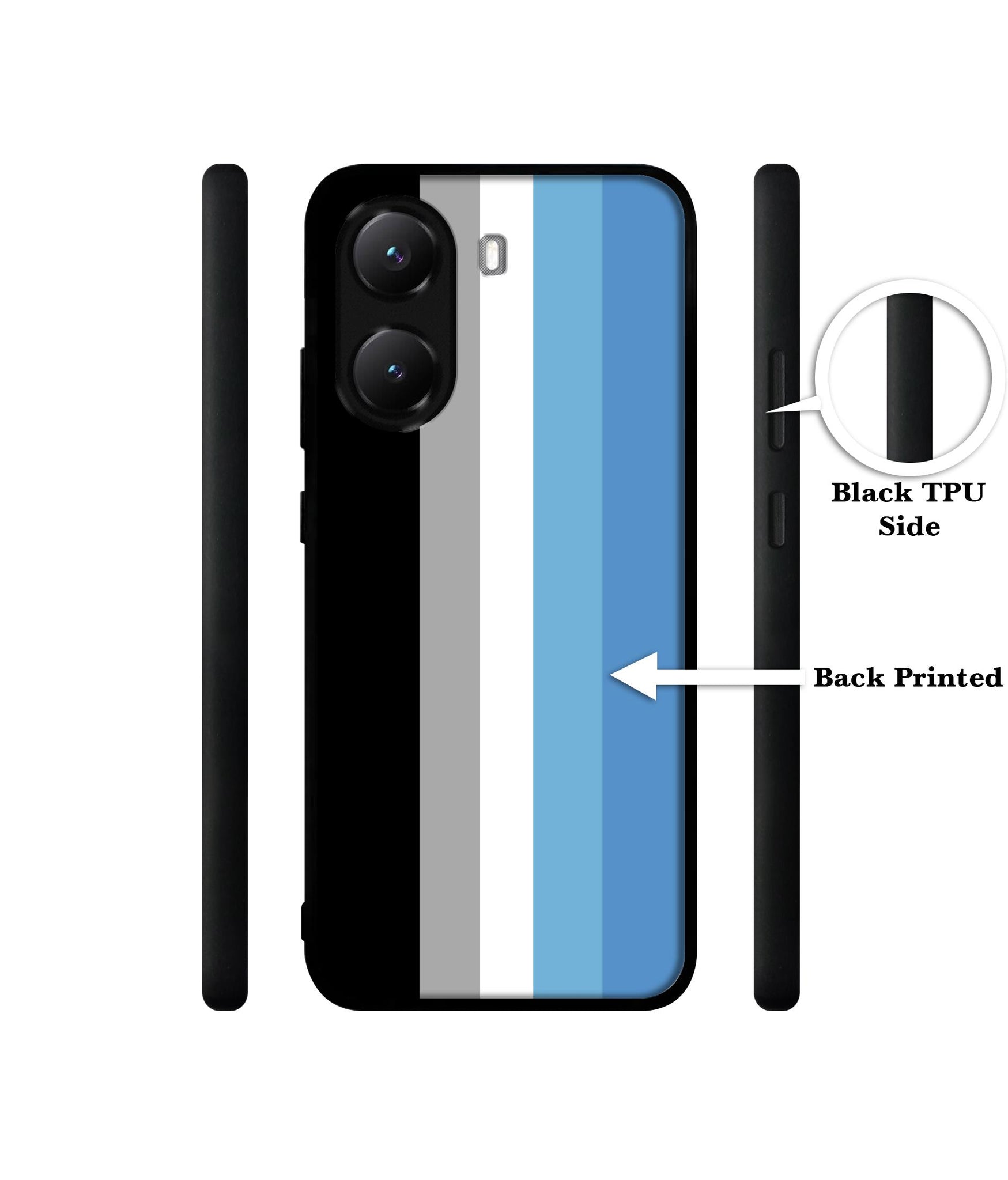 White and Blue Lines Designer 2D Printed Back Case Cover for Poco X7 Pro 5G