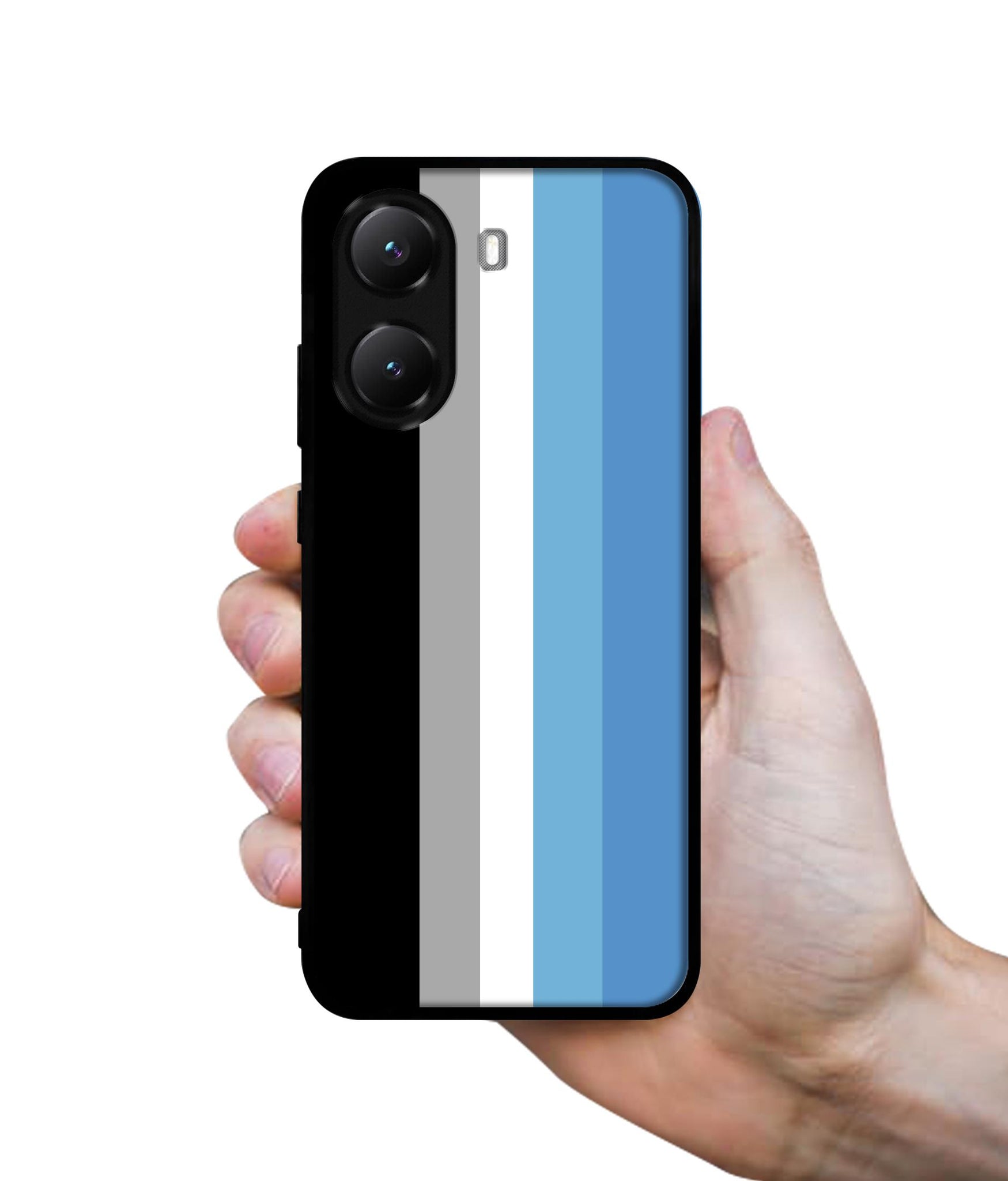 White and Blue Lines Designer 2D Printed Back Case Cover for Poco X7 Pro 5G