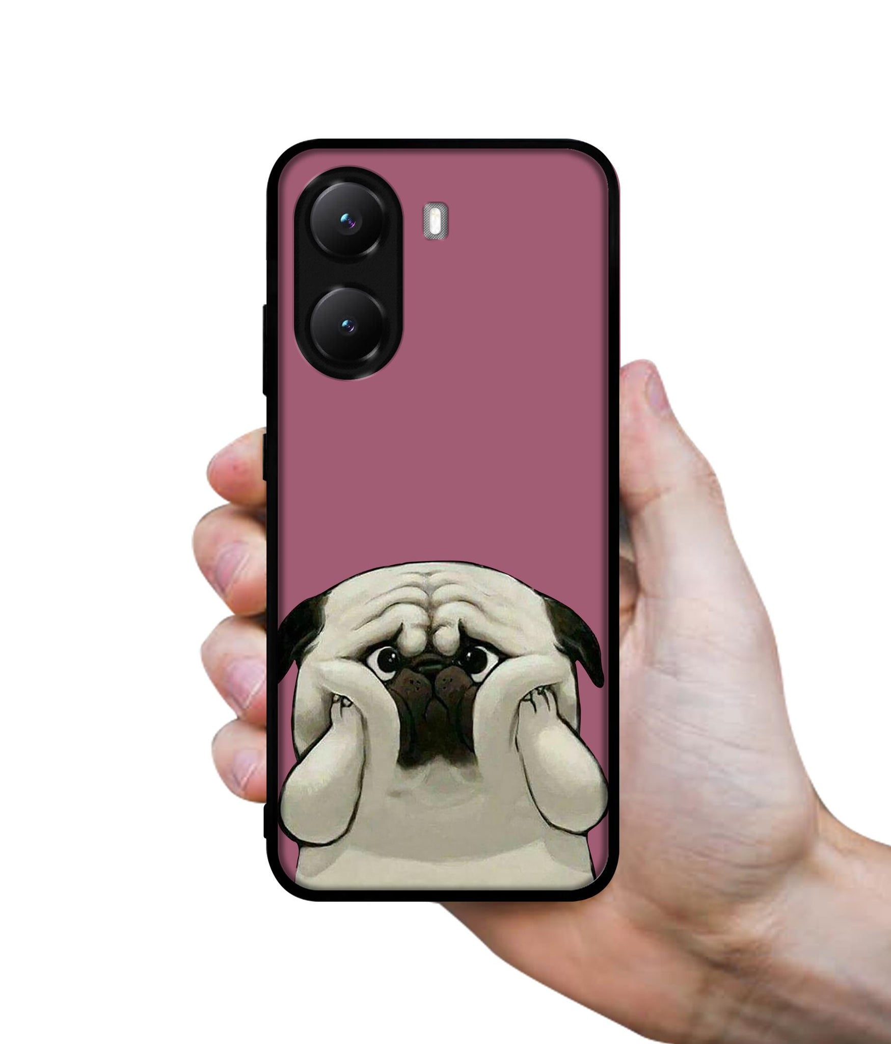 Cute Pug Holding Big Cheeks Designer 2D Printed Back Case Cover for Poco X7 Pro 5G