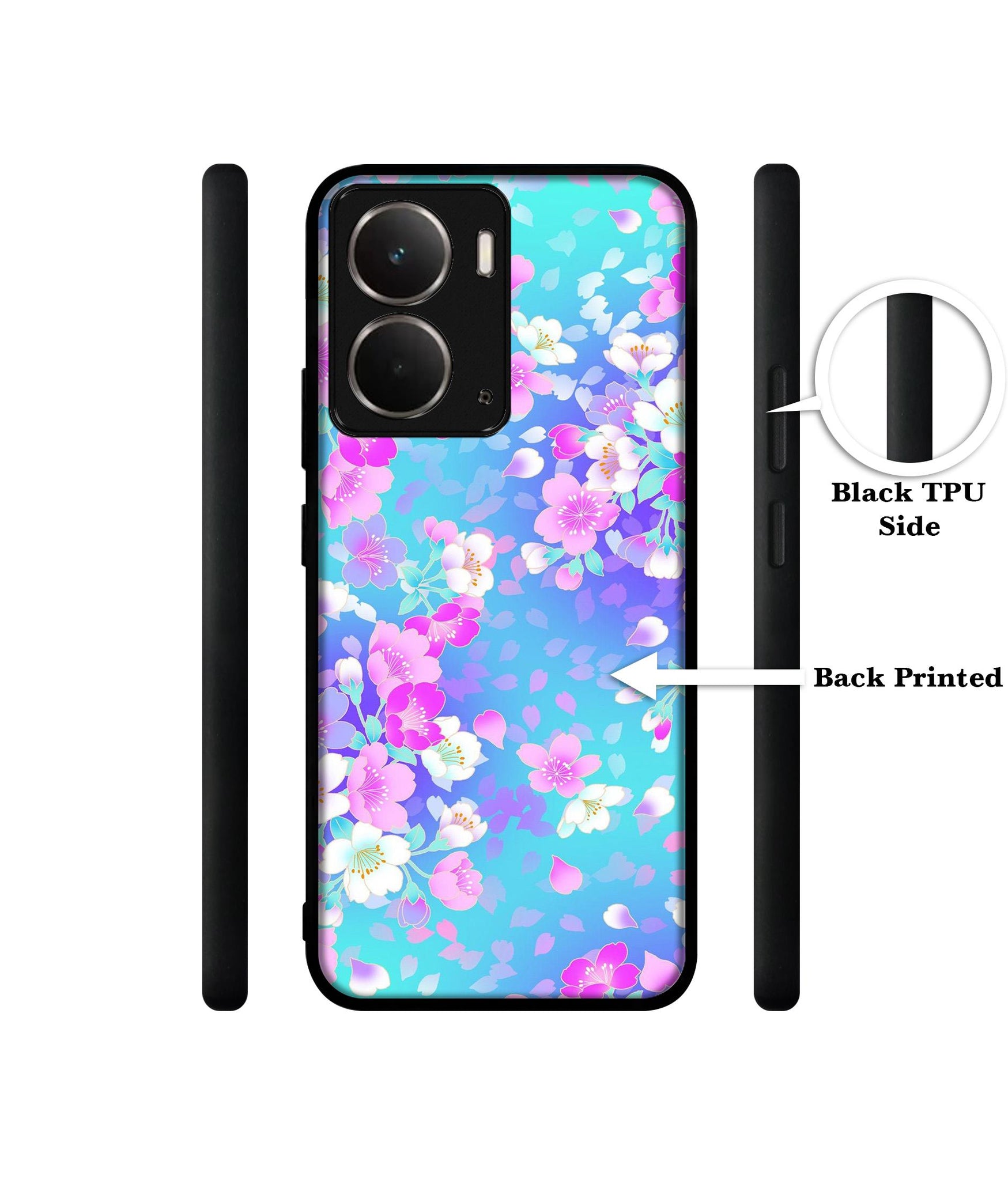 Floral Blue Pattern Designer 2D Printed Back Case Cover for Realme P3 5G / Realme Neo7x 5G
