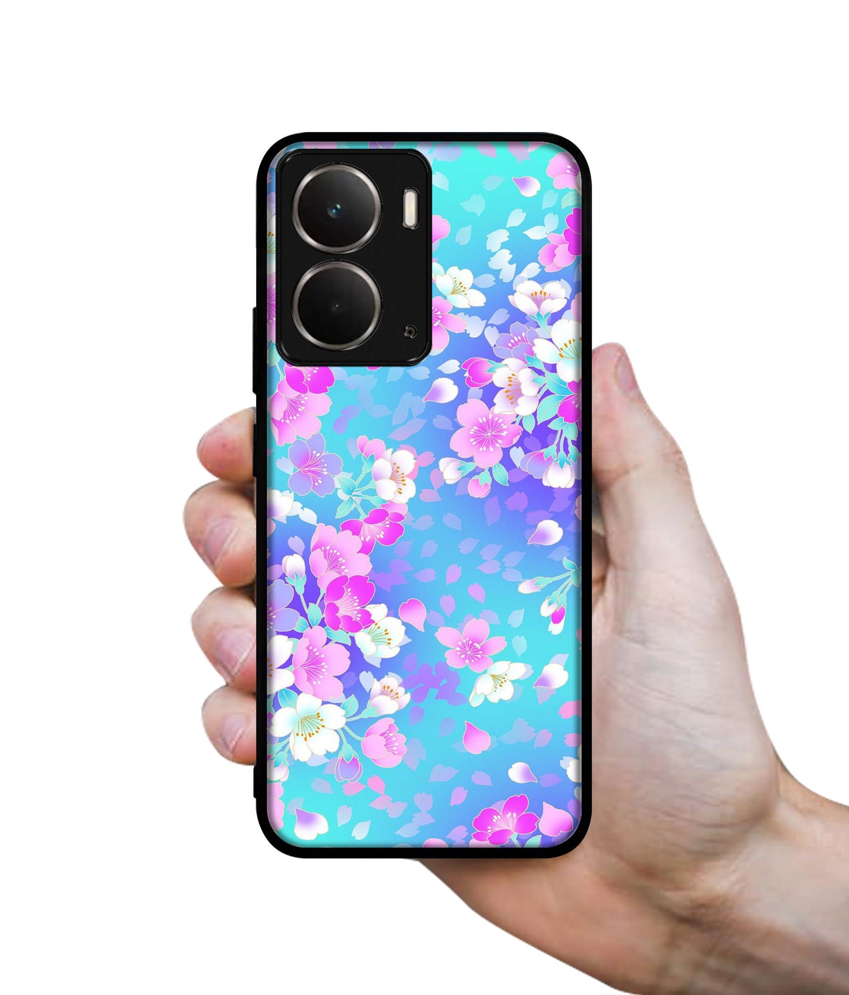 Floral Blue Pattern Designer 2D Printed Back Case Cover for Realme P3 5G / Realme Neo7x 5G
