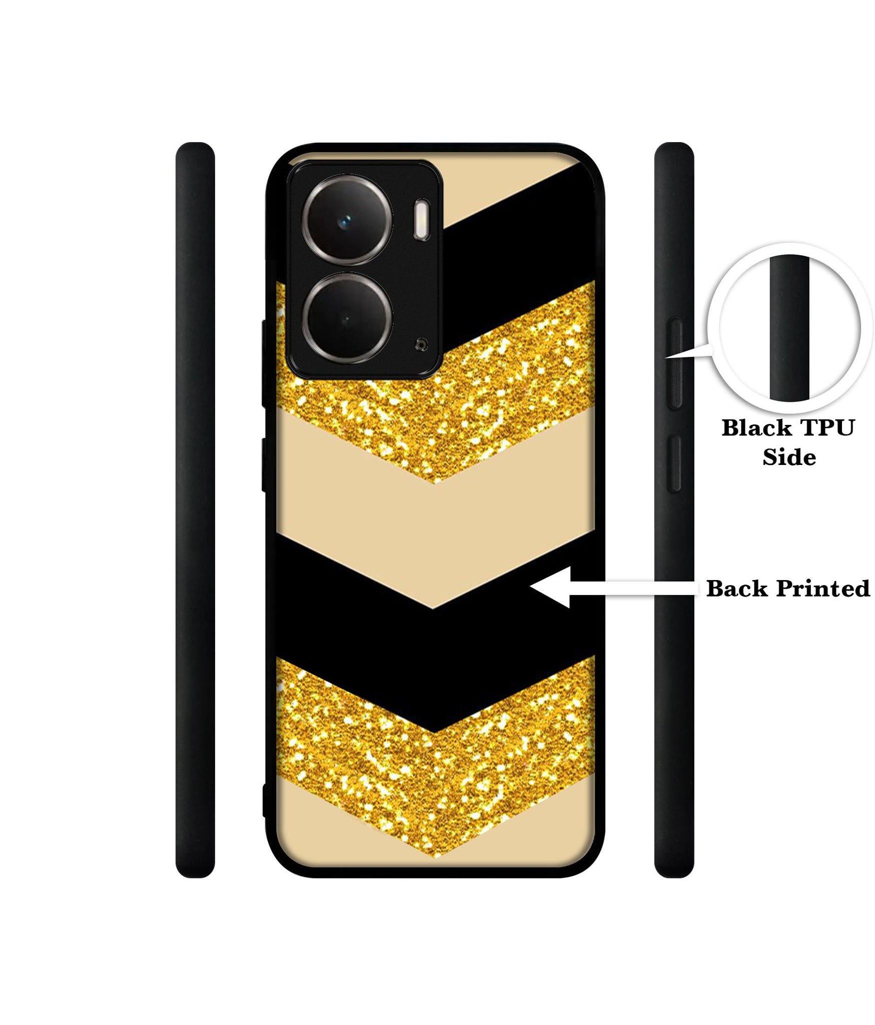 Black & Gold Designer 2D Printed Back Case Cover for Realme P3 5G / Realme Neo7x 5G