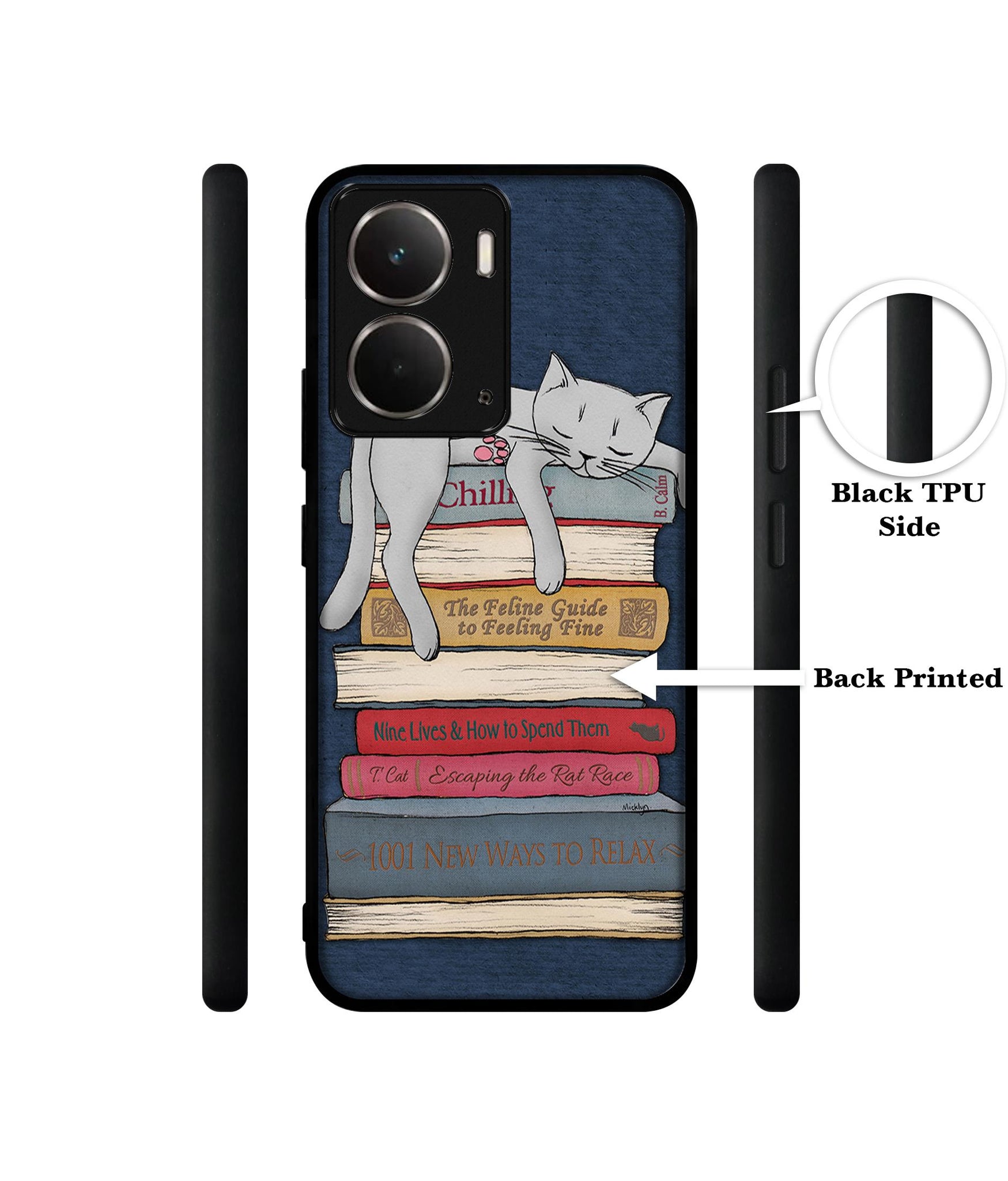 Cat Sleeping On The Books Designer 2D Printed Back Case Cover for Realme P3 5G / Realme Neo7x 5G