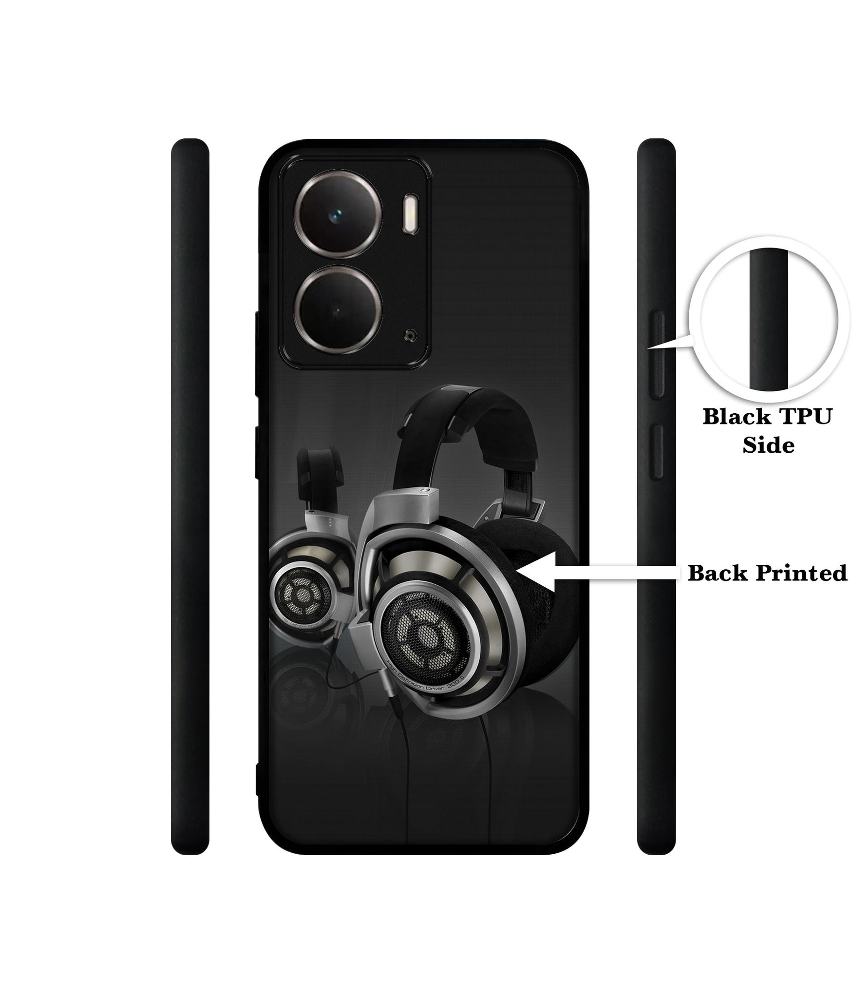 Head Phone Designer 2D Printed Back Case Cover for Realme P3 5G / Realme Neo7x 5G