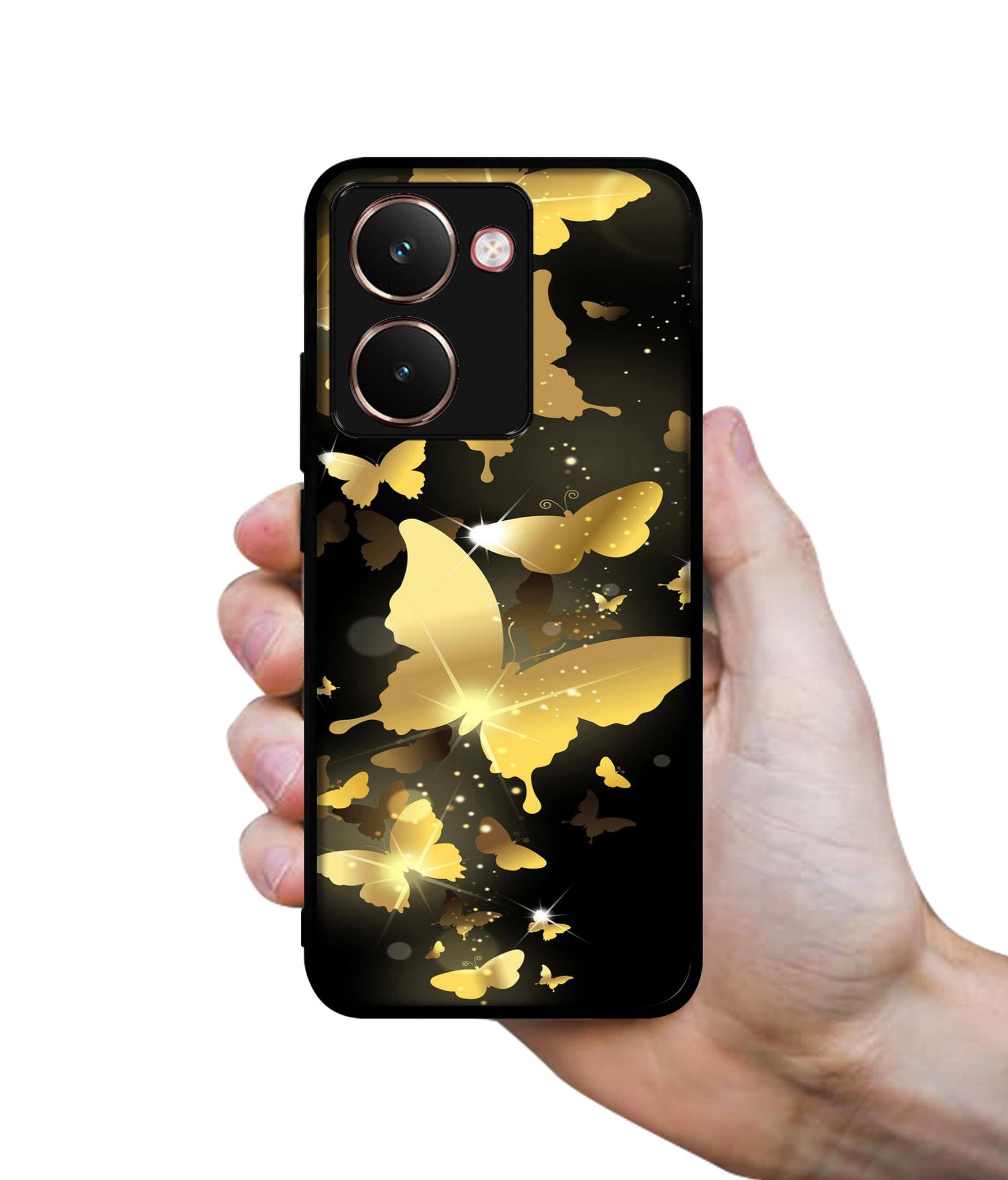 Golden Butterfly Pattern Designer 2D Printed Back Case Cover for Realme P3 Ultra 5G