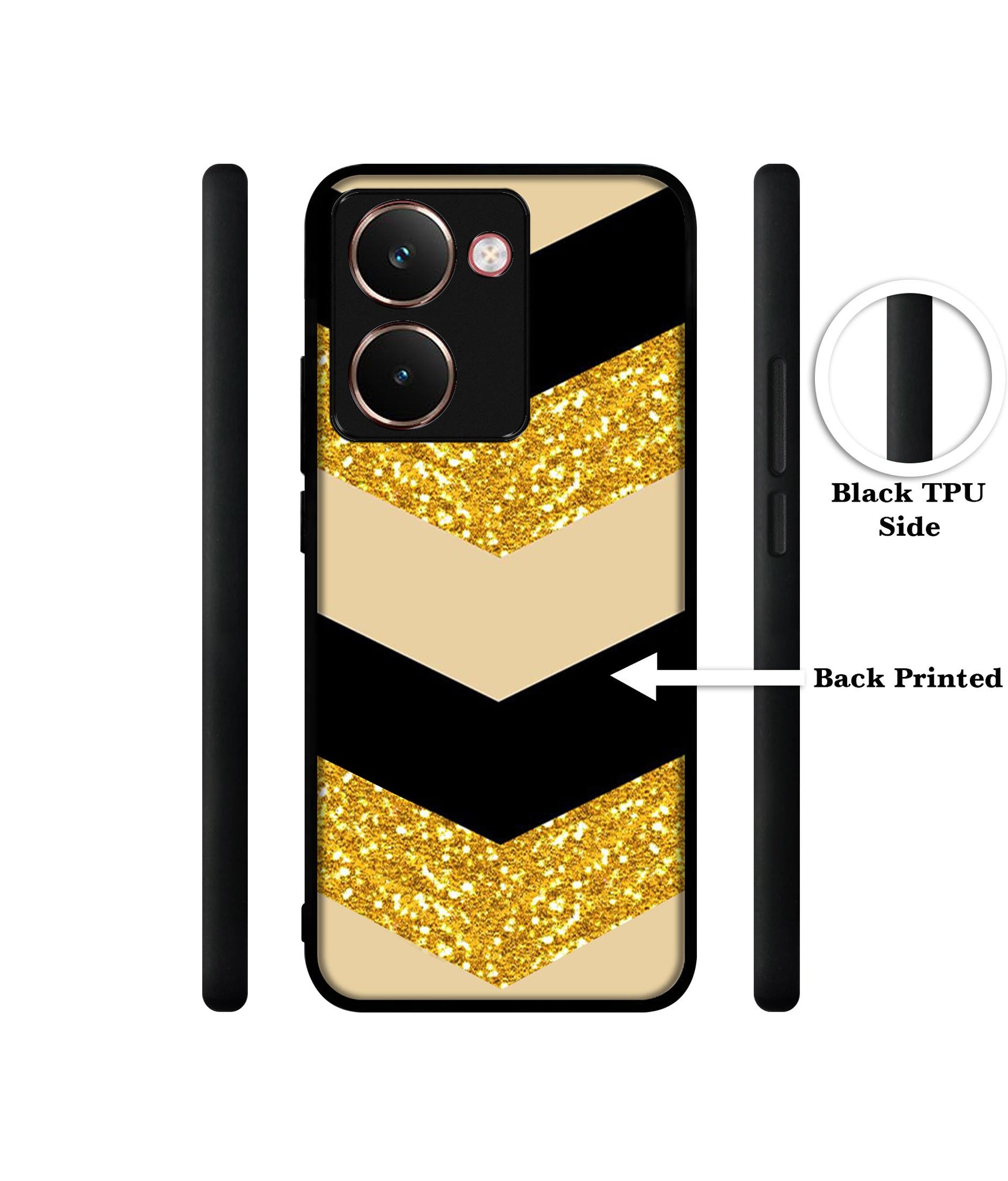 Black & Gold Designer 2D Printed Back Case Cover for Realme P3 Ultra 5G