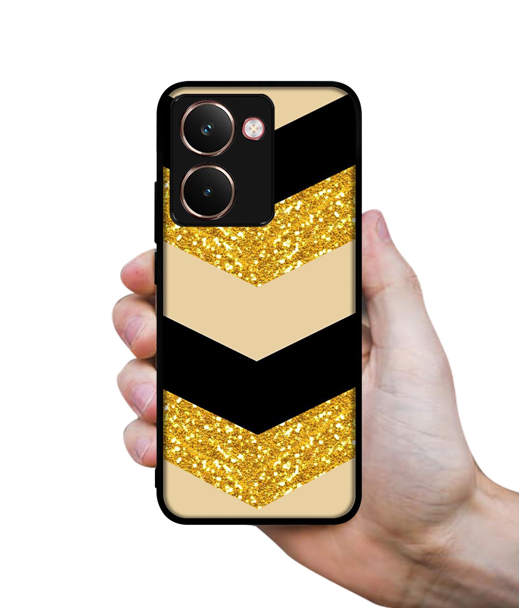 Black & Gold Designer 2D Printed Back Case Cover for Realme P3 Ultra 5G