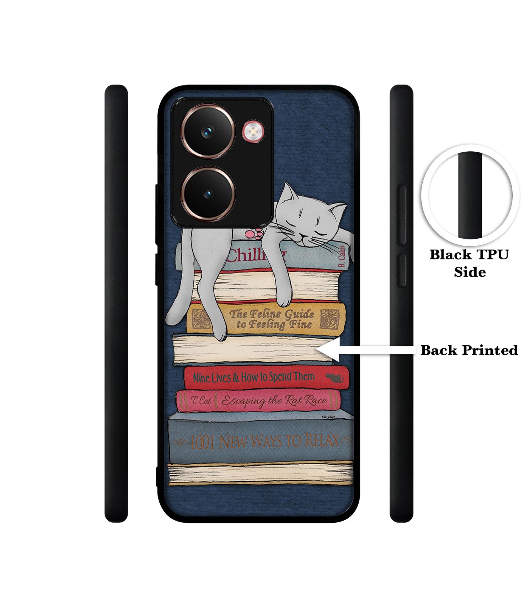 Cat Sleeping On The Books Designer 2D Printed Back Case Cover for Realme P3 Ultra 5G