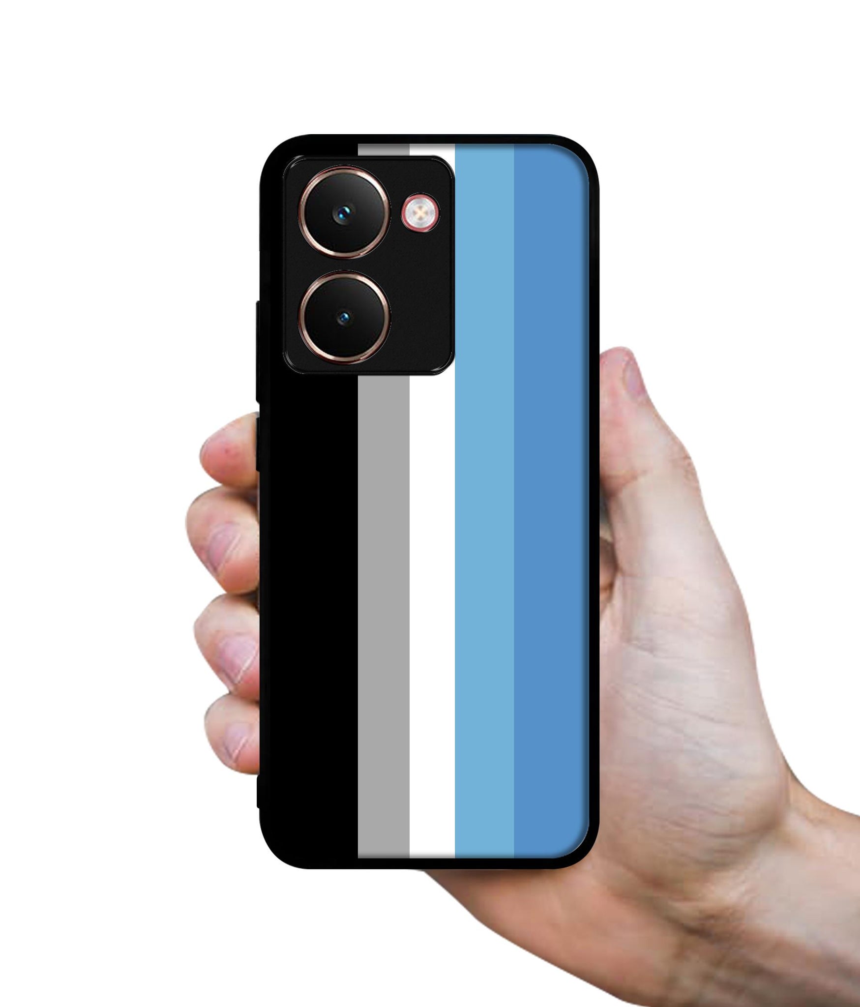 White and Blue Lines Designer 2D Printed Back Case Cover for Realme P3 Ultra 5G