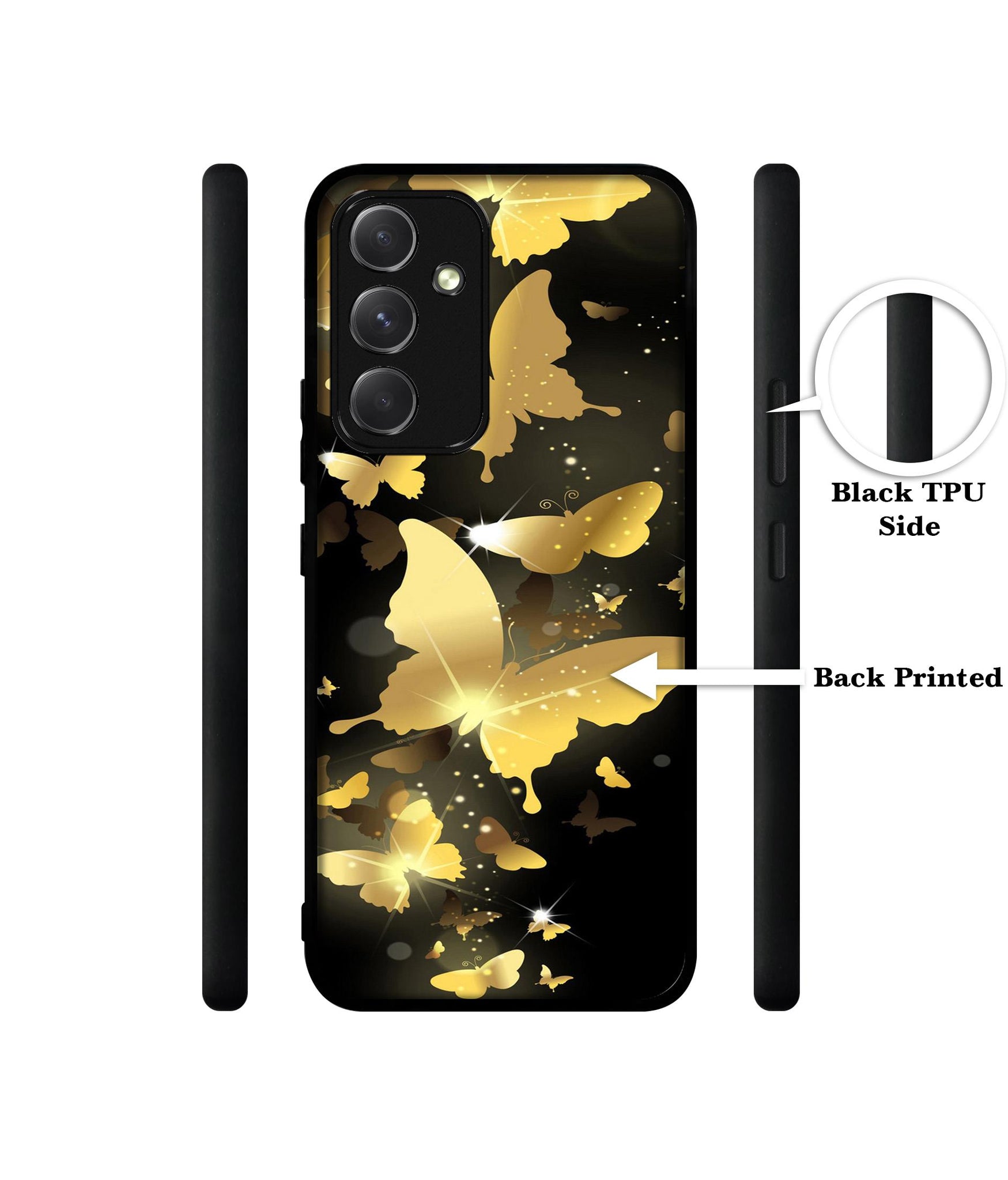 Golden Butterfly Pattern Designer 2D Printed Back Case Cover for Samsung Galaxy A54 5G