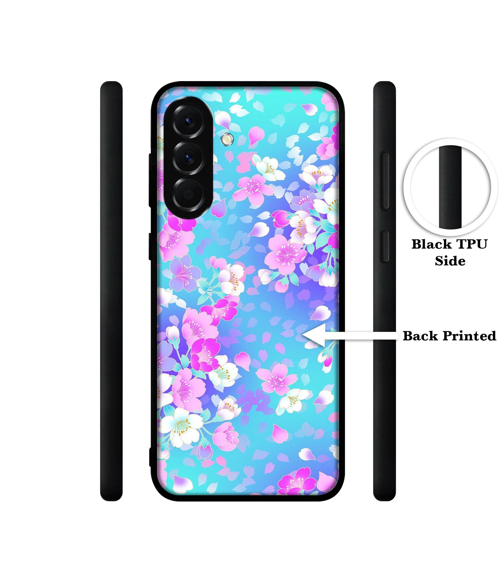 Floral Blue Pattern Designer 2D Printed Back Case Cover for Samsung Galaxy A56 5G