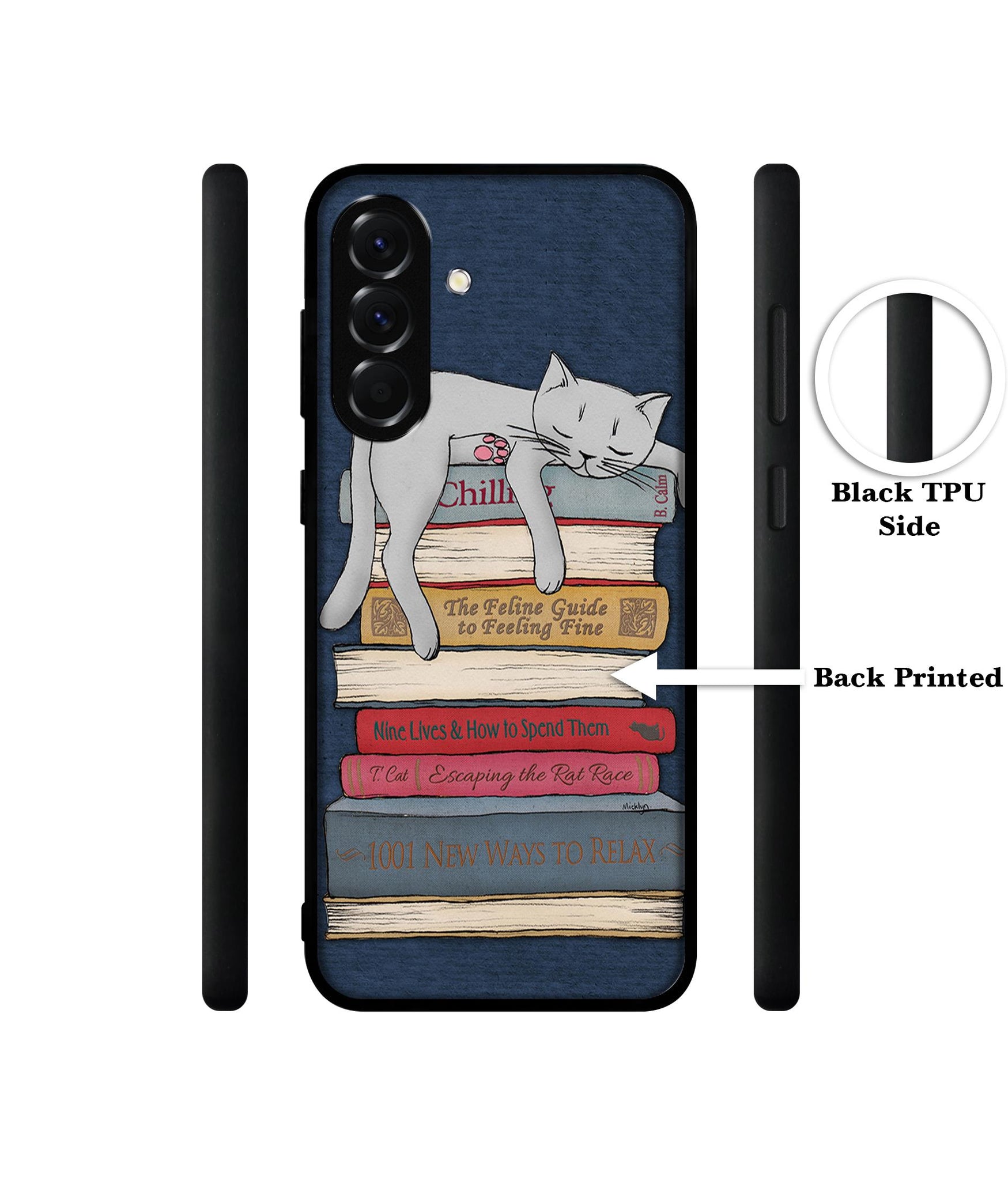 Cat Sleeping On The Books Designer 2D Printed Back Case Cover for Samsung Galaxy A56 5G