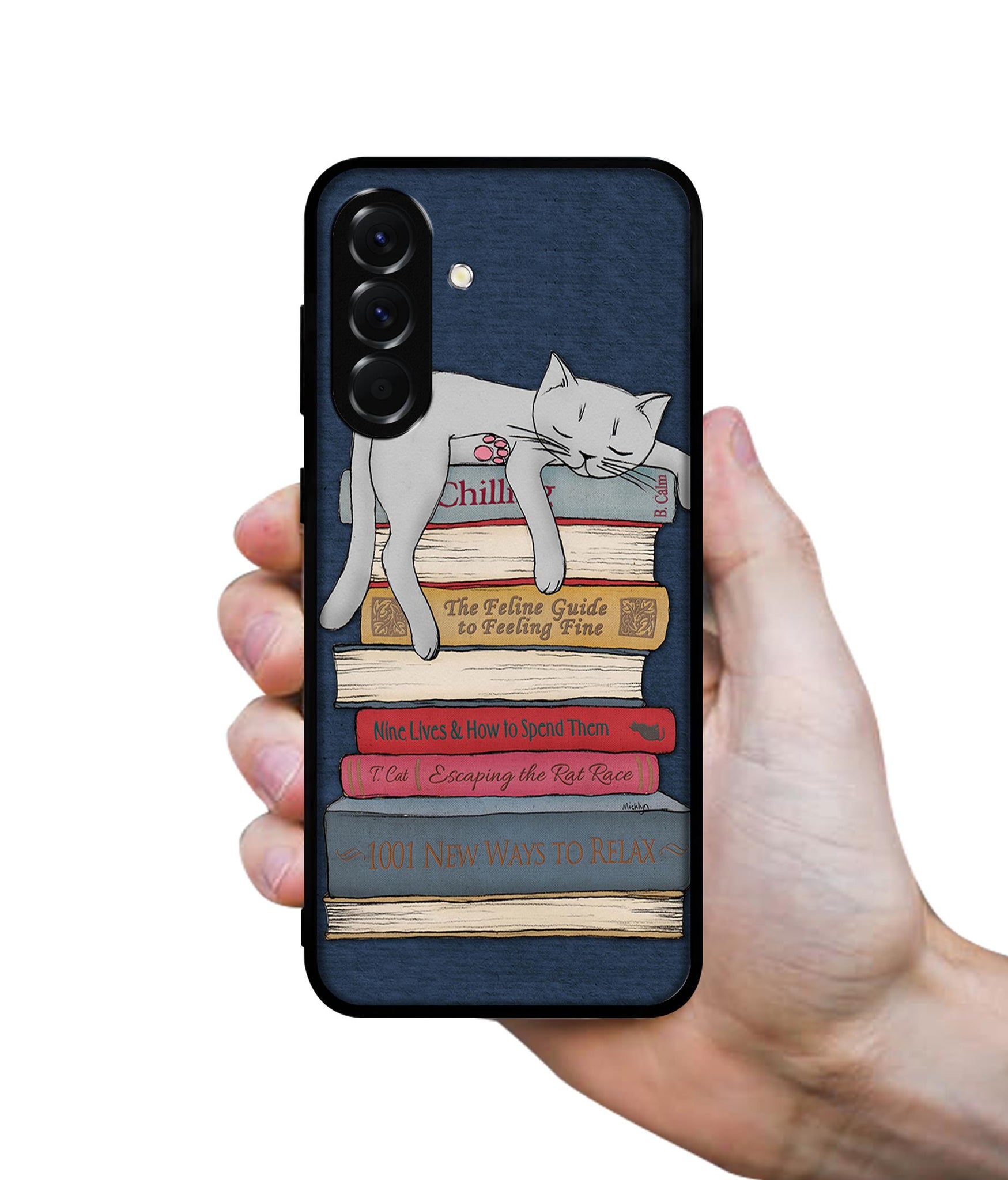 Cat Sleeping On The Books Designer 2D Printed Back Case Cover for Samsung Galaxy A56 5G