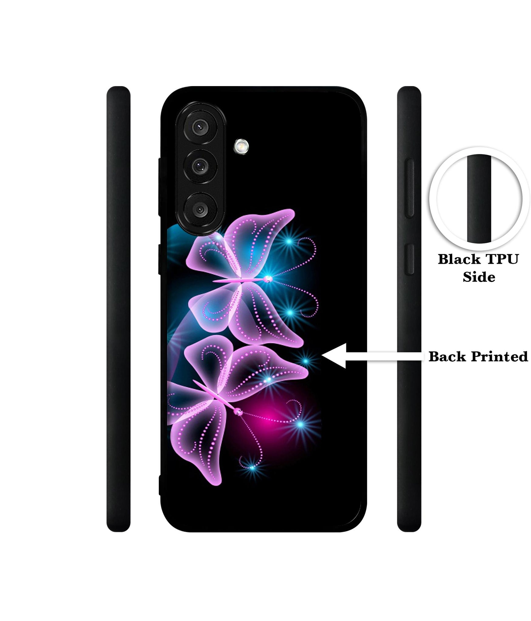 Butterflies Neon Light Designer 2D Printed Back Case Cover for Samsung Galaxy M56 5G / F56 5G