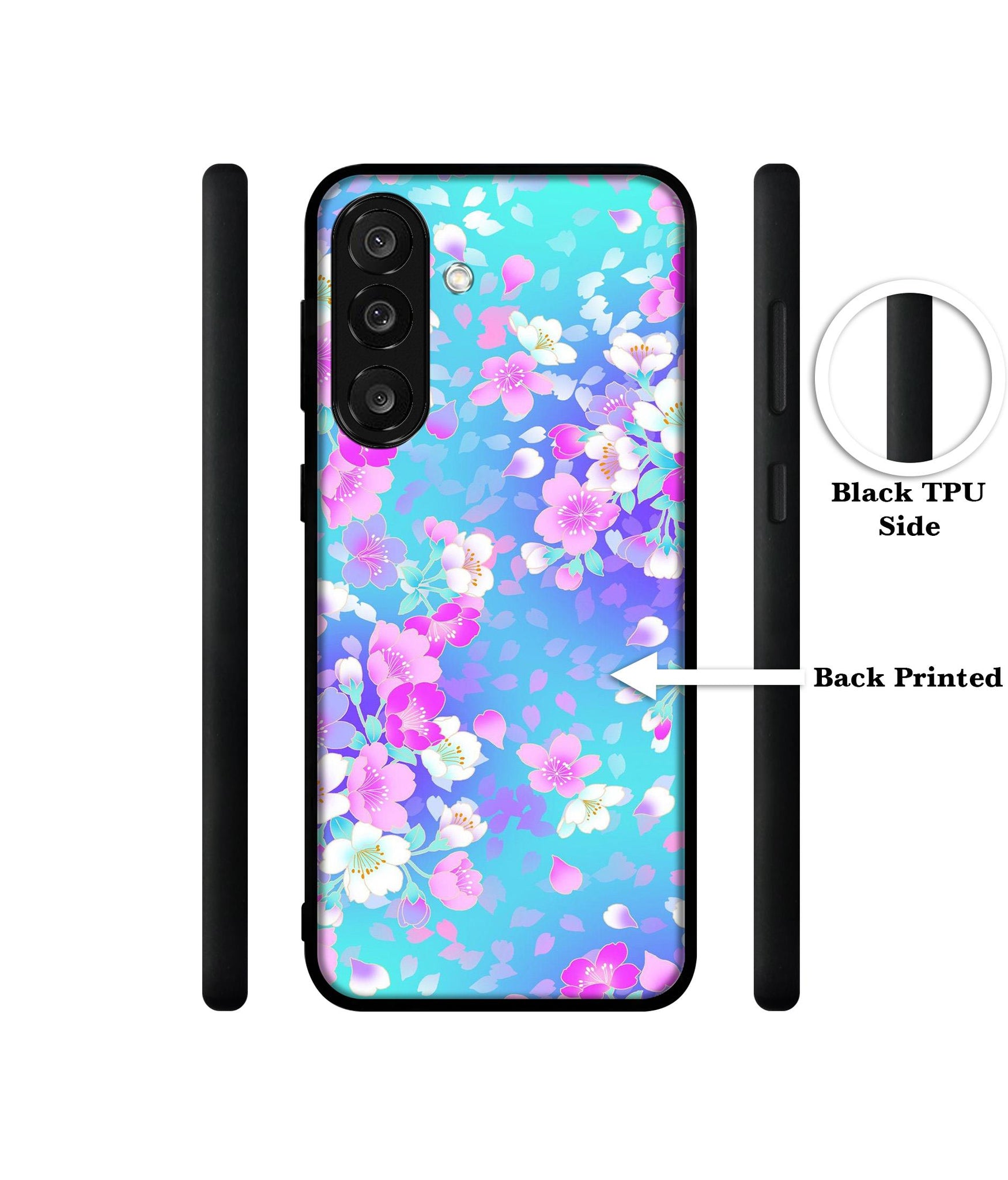 Floral Blue Pattern Designer 2D Printed Back Case Cover for Samsung Galaxy M56 5G / F56 5G