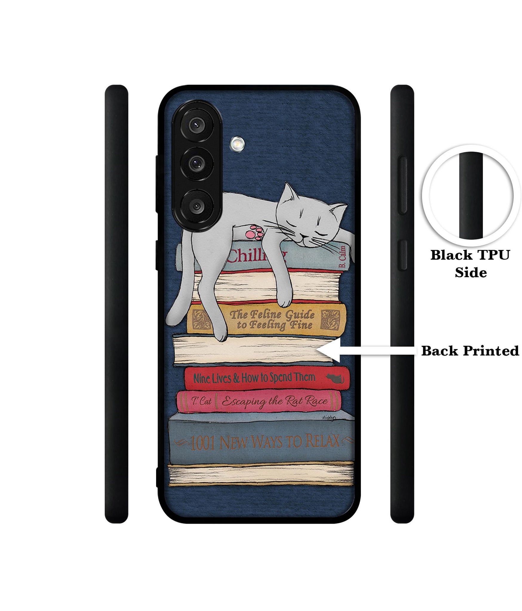 Cat Sleeping On The Books Designer 2D Printed Back Case Cover for Samsung Galaxy M56 5G / F56 5G