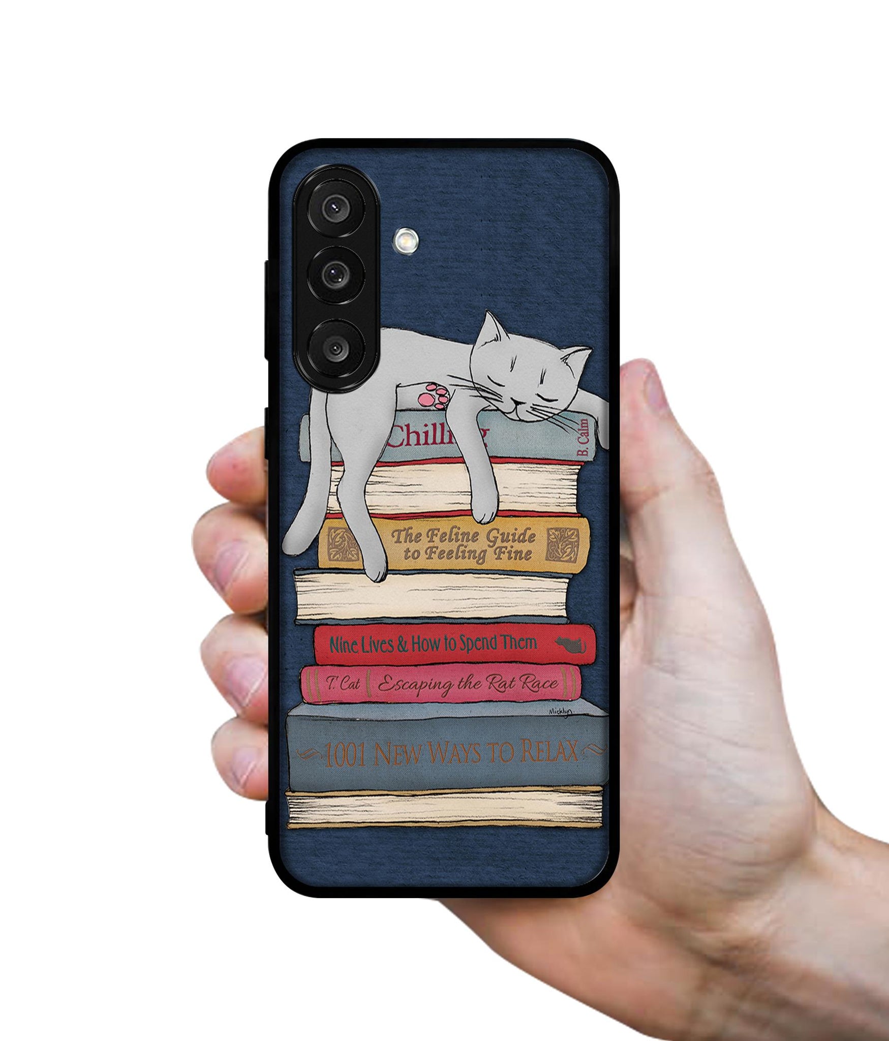 Cat Sleeping On The Books Designer 2D Printed Back Case Cover for Samsung Galaxy M56 5G / F56 5G