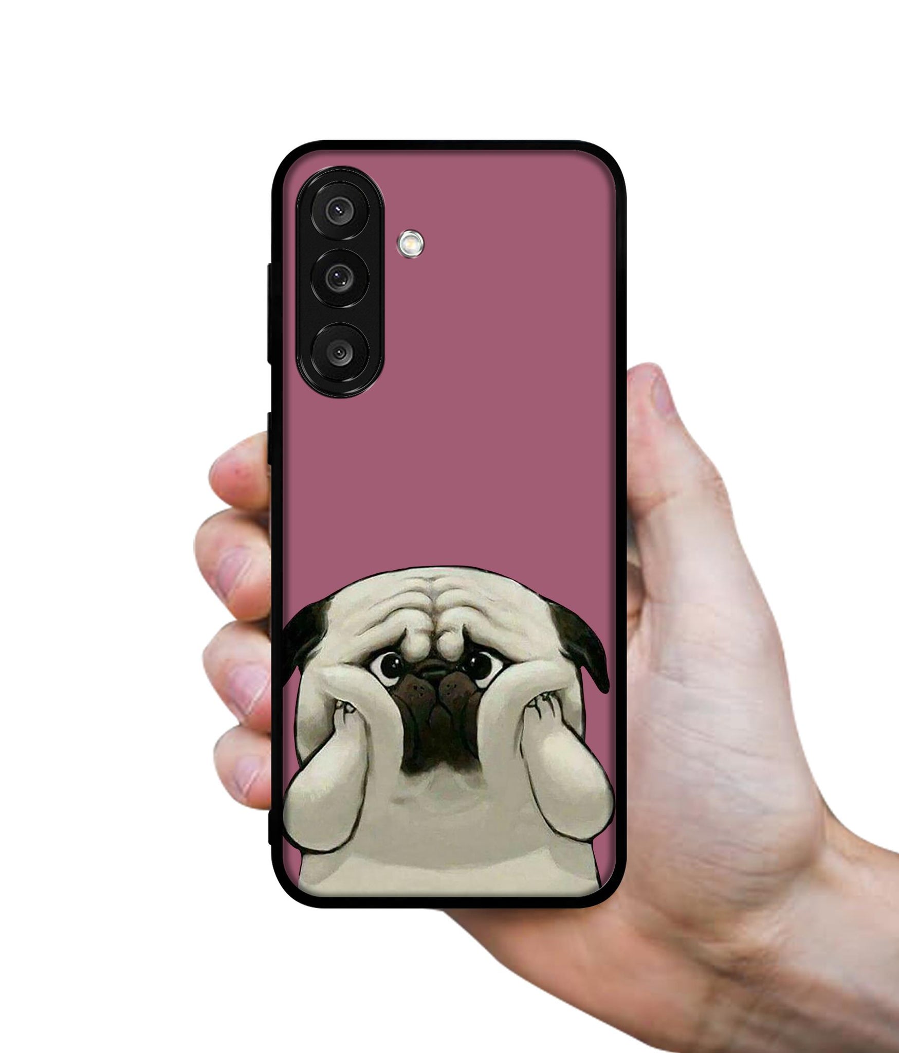 Cute Pug Holding Big Cheeks Designer 2D Printed Back Case Cover for Samsung Galaxy M56 5G / F56 5G