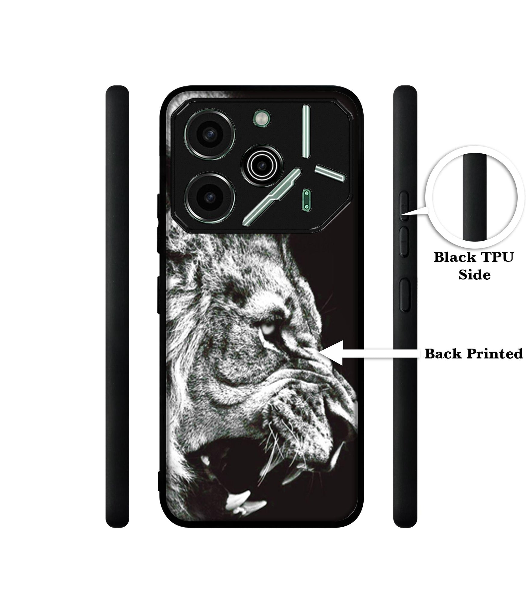 Angry Lion Designer 2D Printed Back Case Cover for Tecno Pova 6 Pro 5G