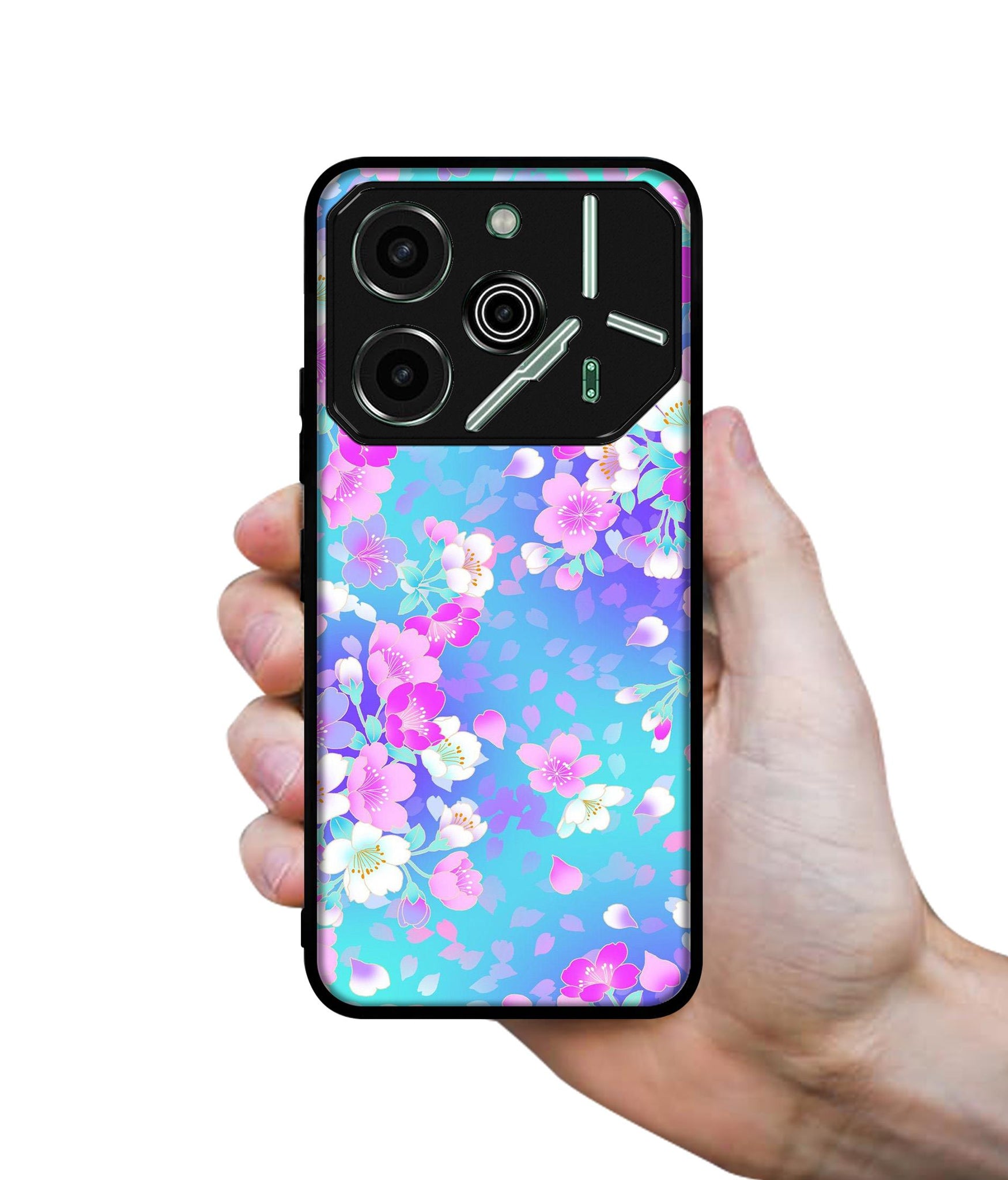 Floral Blue Pattern Designer 2D Printed Back Case Cover for Tecno Pova 6 Pro 5G