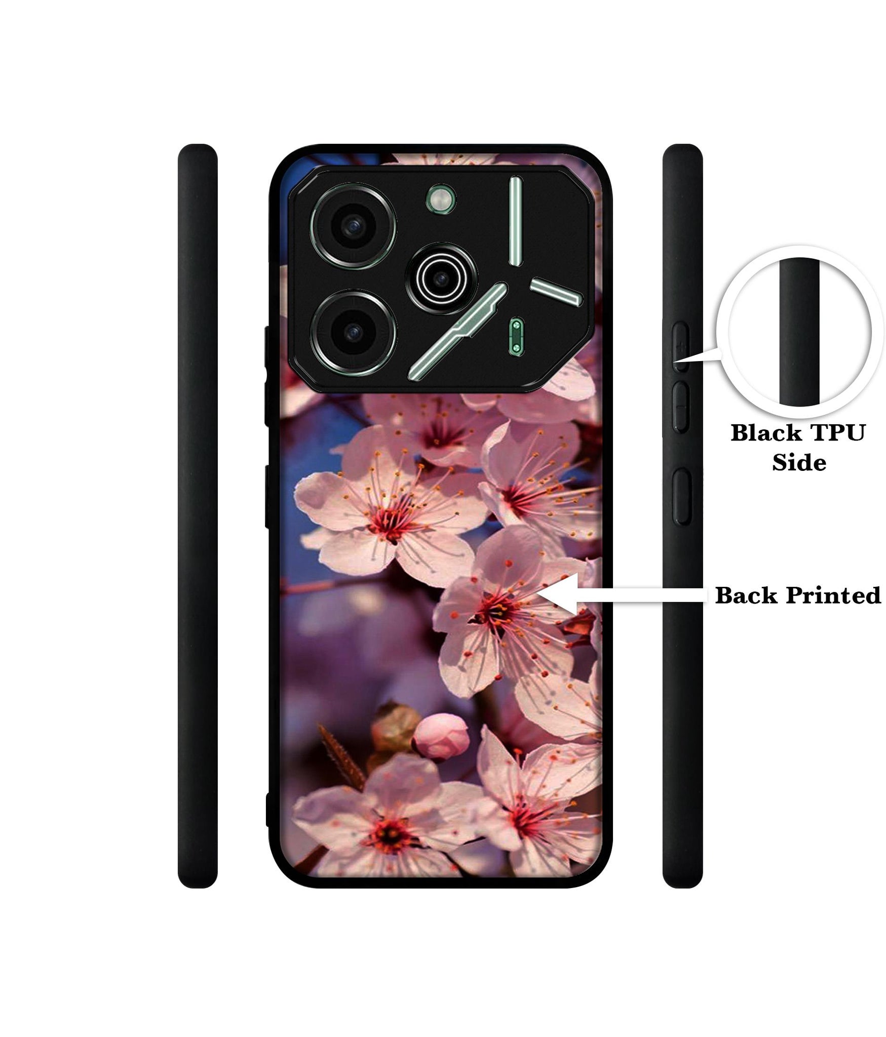 Pink Flowers Pattern Designer 2D Printed Back Case Cover for Tecno Pova 6 Pro 5G