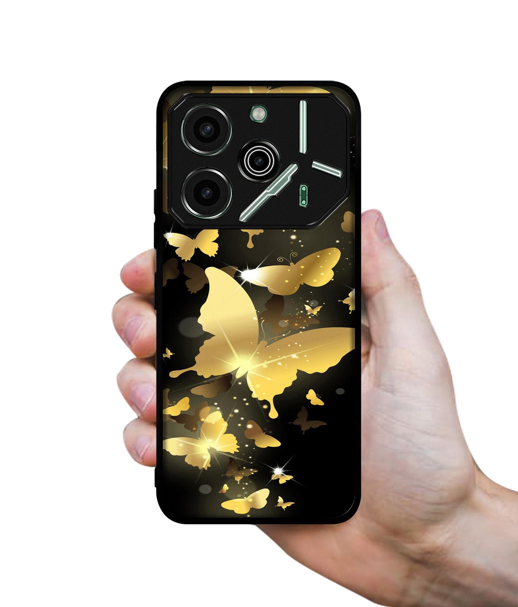 Golden Butterfly Pattern Designer 2D Printed Back Case Cover for Tecno Pova 6 Pro 5G