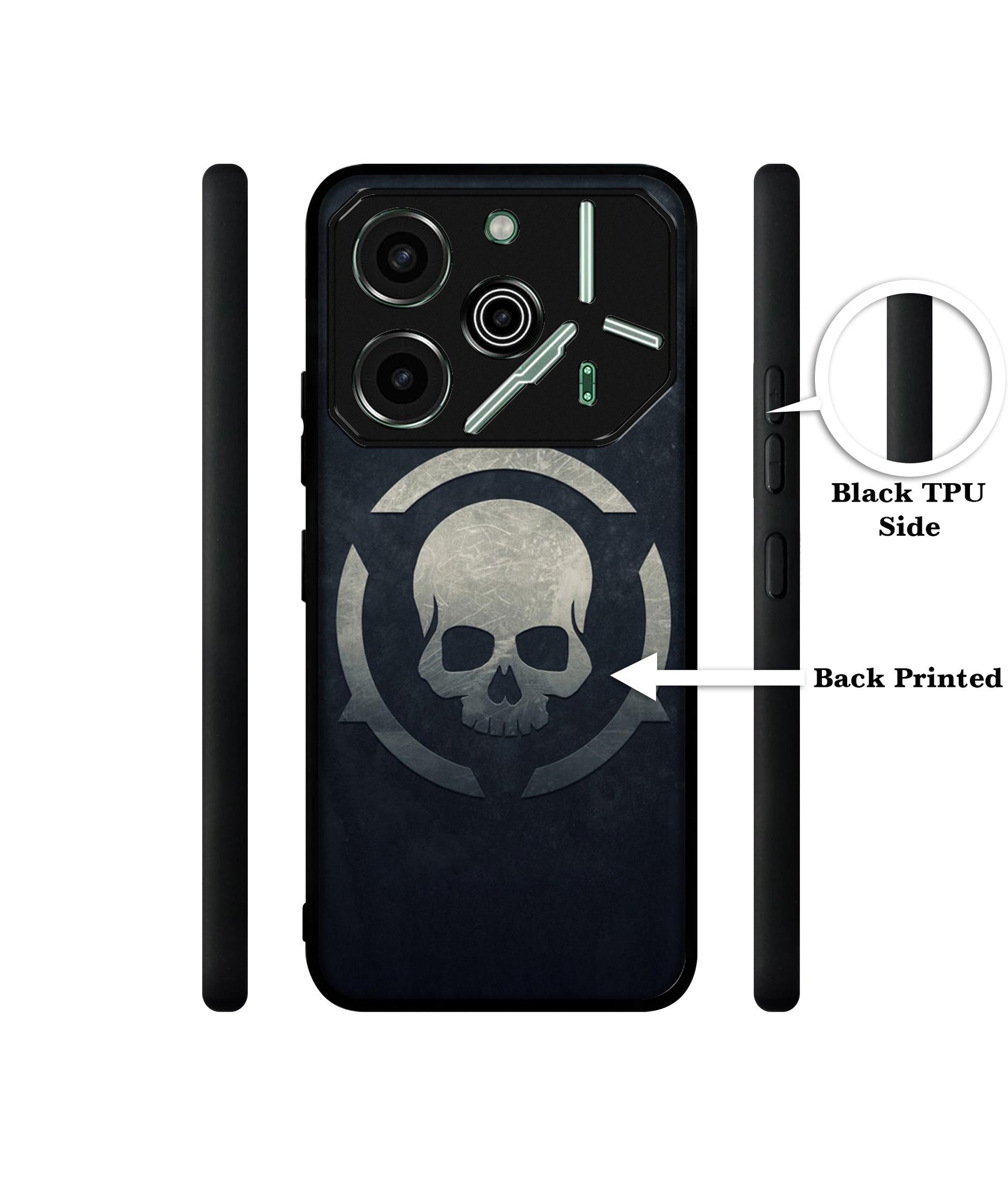Skull Pattern Print Designer 2D Printed Back Case Cover for Tecno Pova 6 Pro 5G