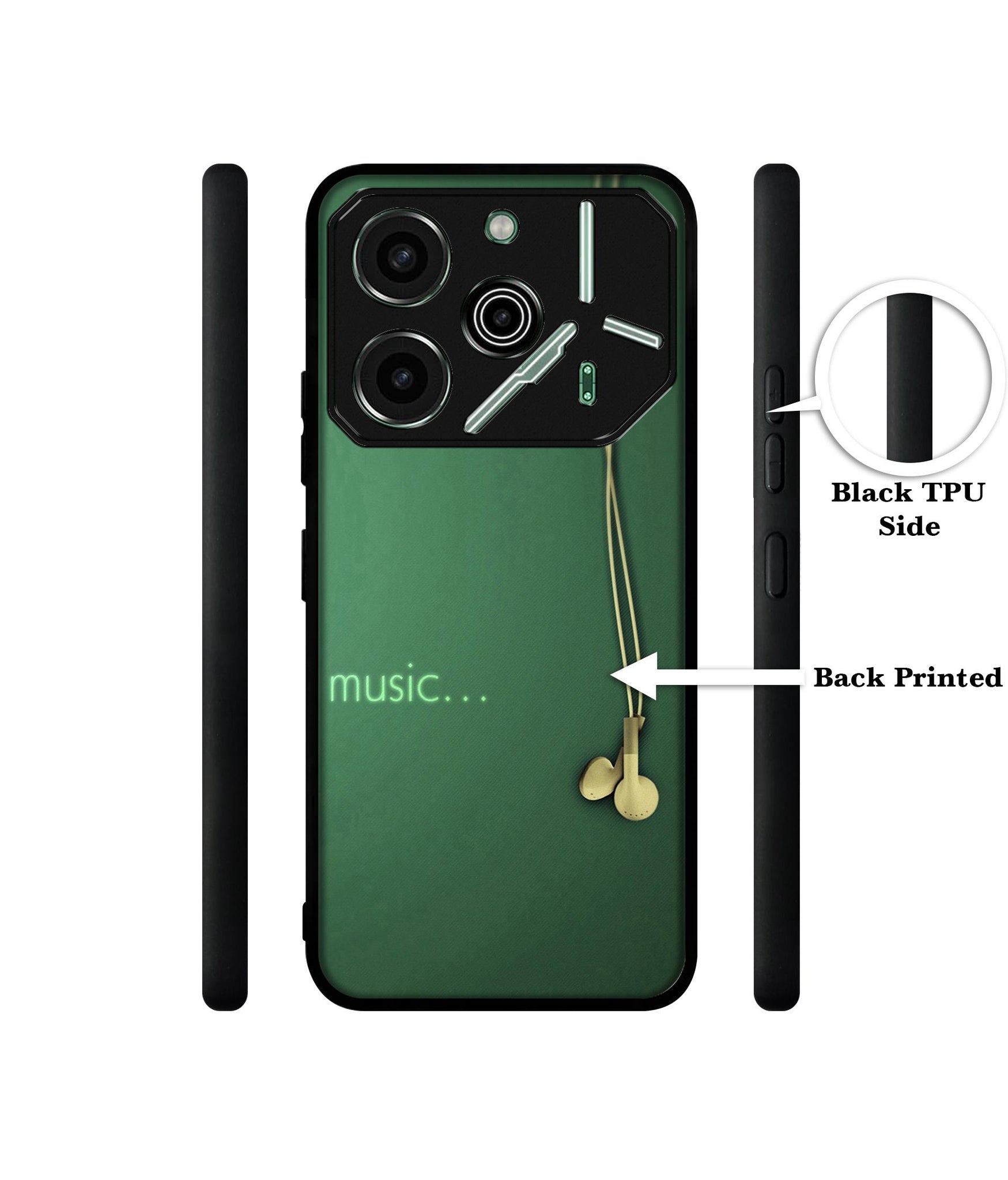 Headphone Music Designer 2D Printed Back Case Cover for Tecno Pova 6 Pro 5G