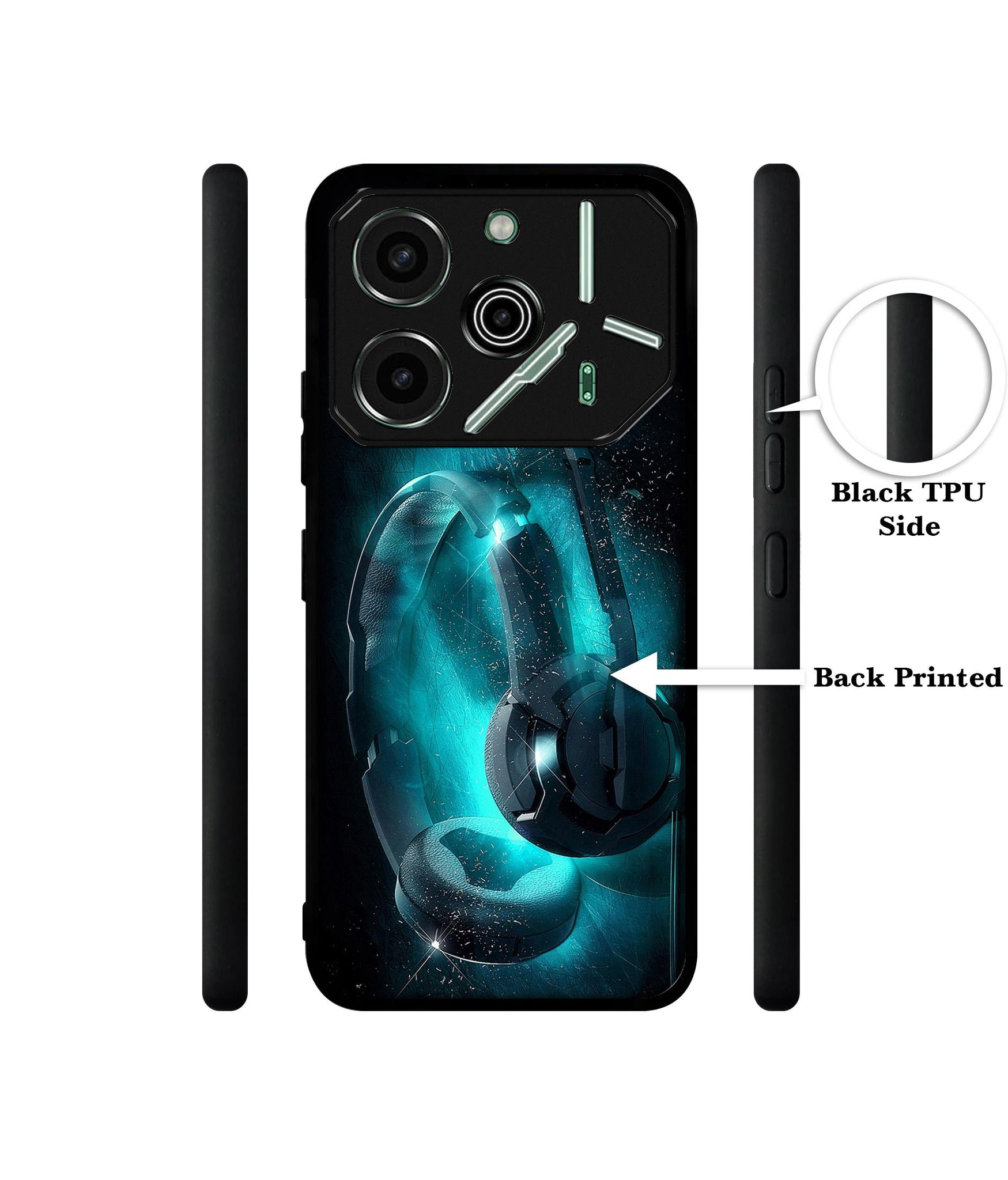 Cool Headphone Designer 2D Printed Back Case Cover for Tecno Pova 6 Pro 5G