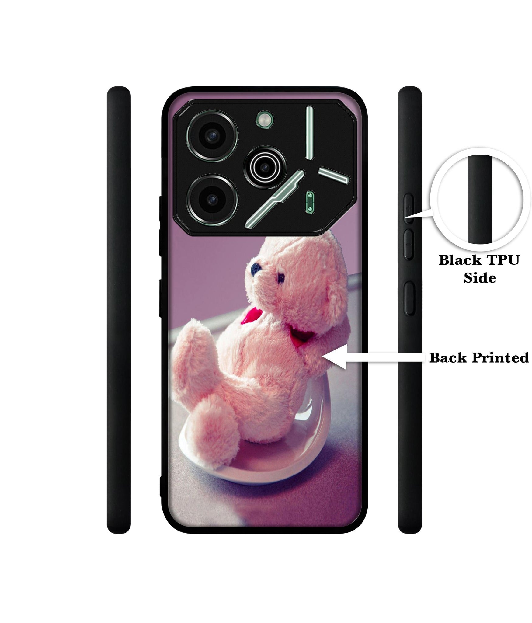 Cute Teddy Bear Designer 2D Printed Back Case Cover for Tecno Pova 6 Pro 5G