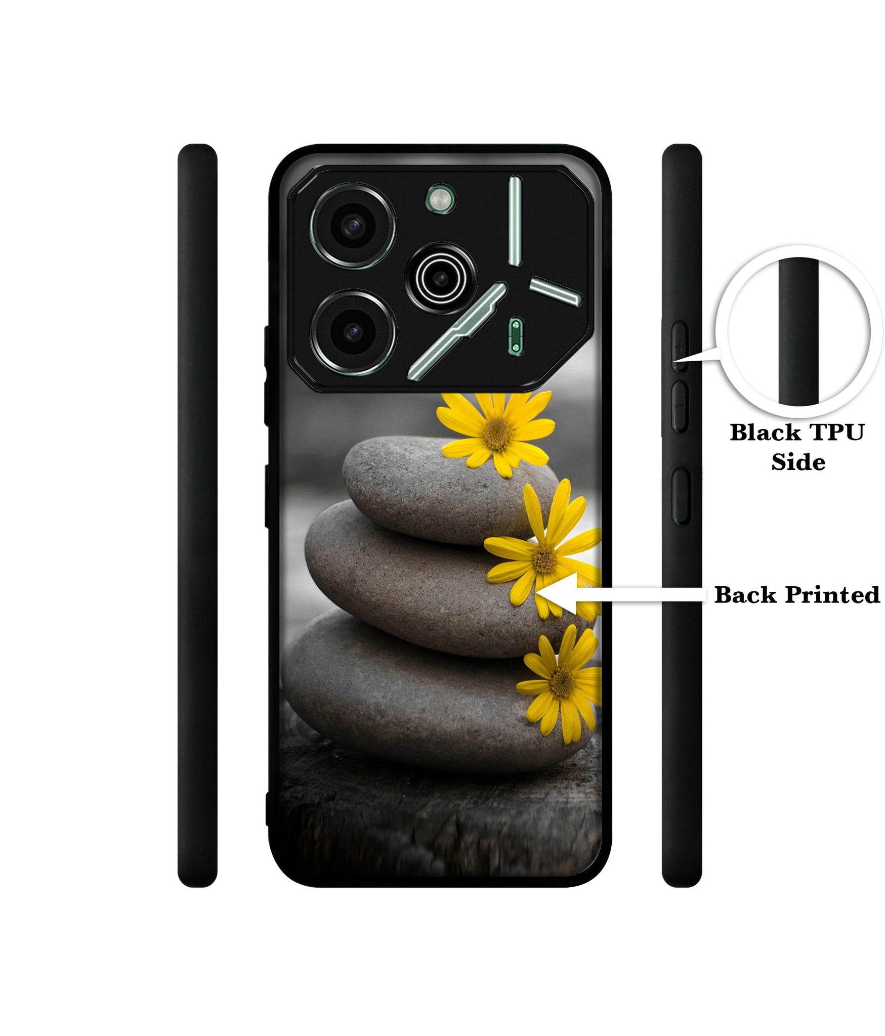 Stones And Flower Designer 2D Printed Back Case Cover for Tecno Pova 6 Pro 5G