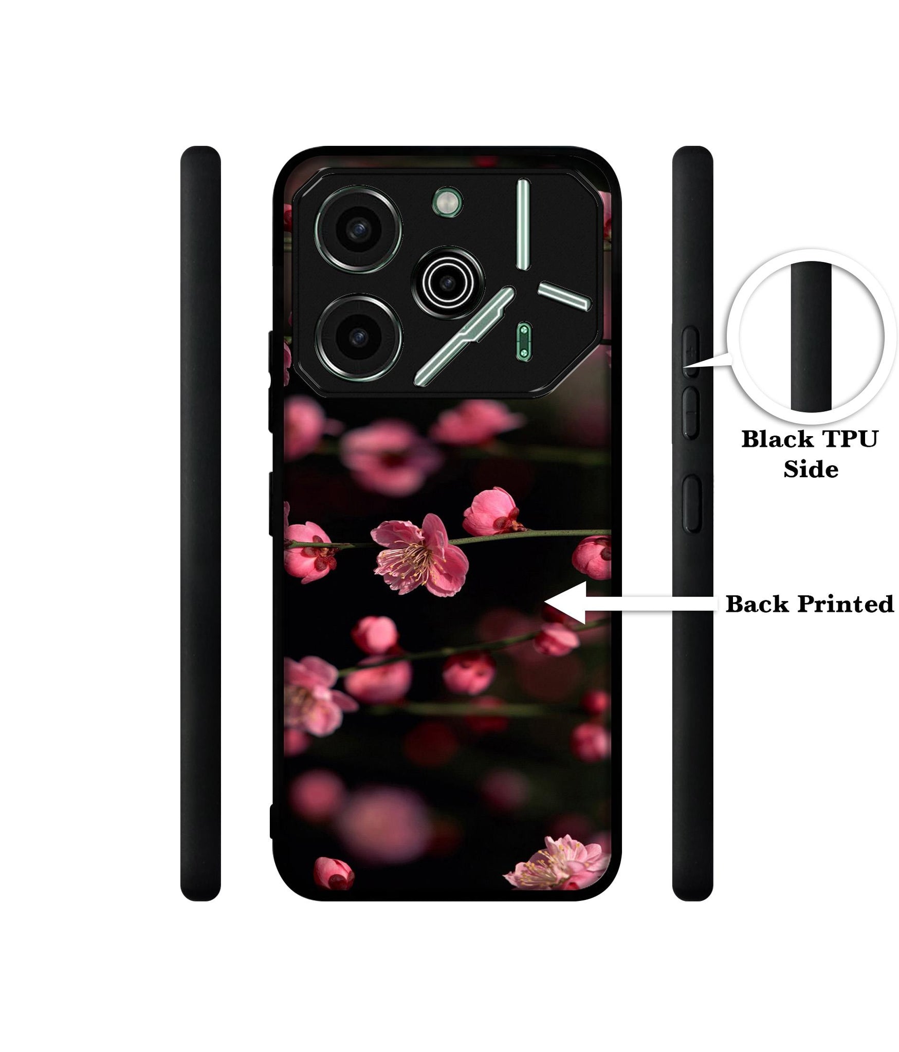 Pink Flowers Designer 2D Printed Back Case Cover for Tecno Pova 6 Pro 5G