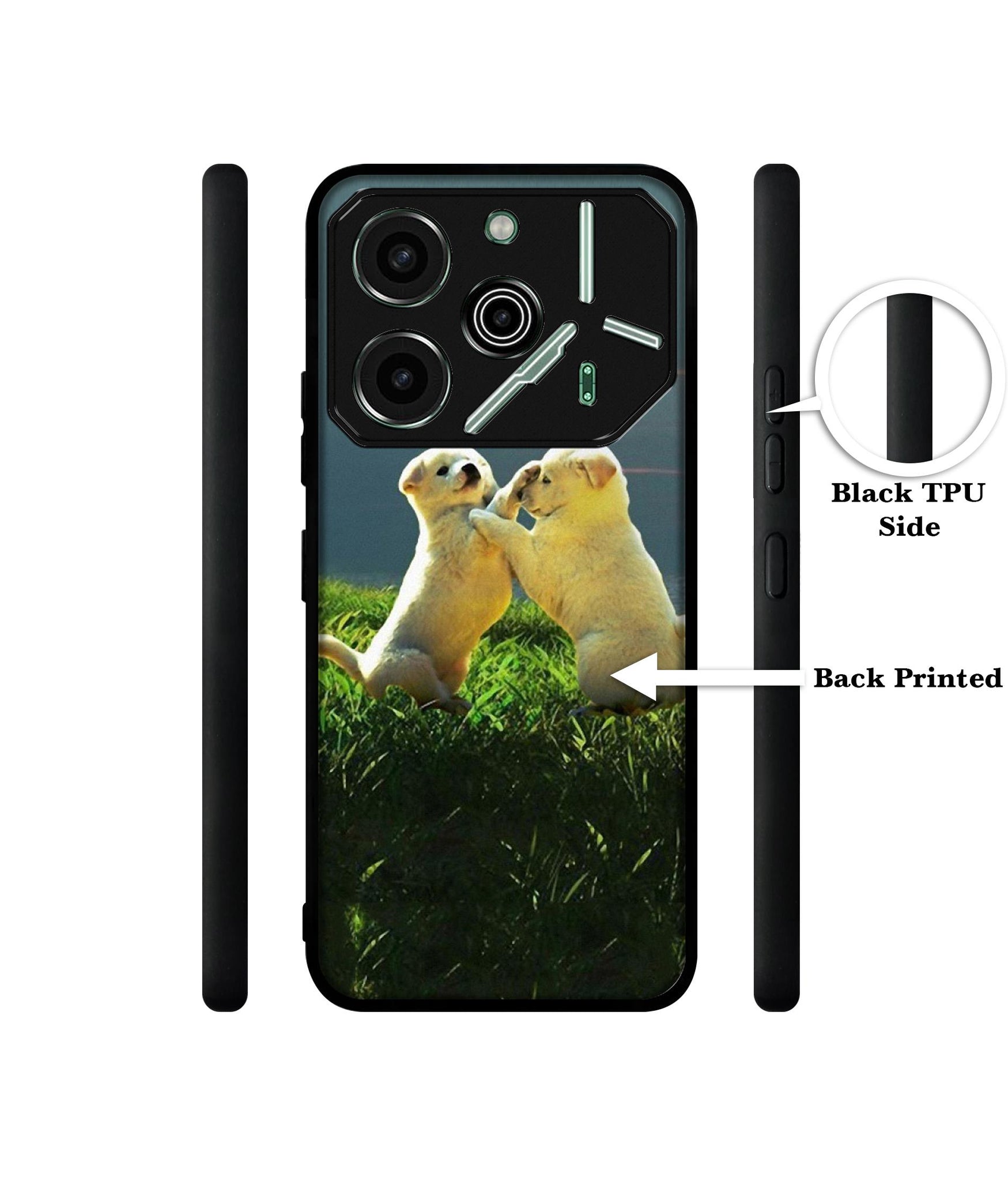 Puppy Couple Sunset Designer 2D Printed Back Case Cover for Tecno Pova 6 Pro 5G