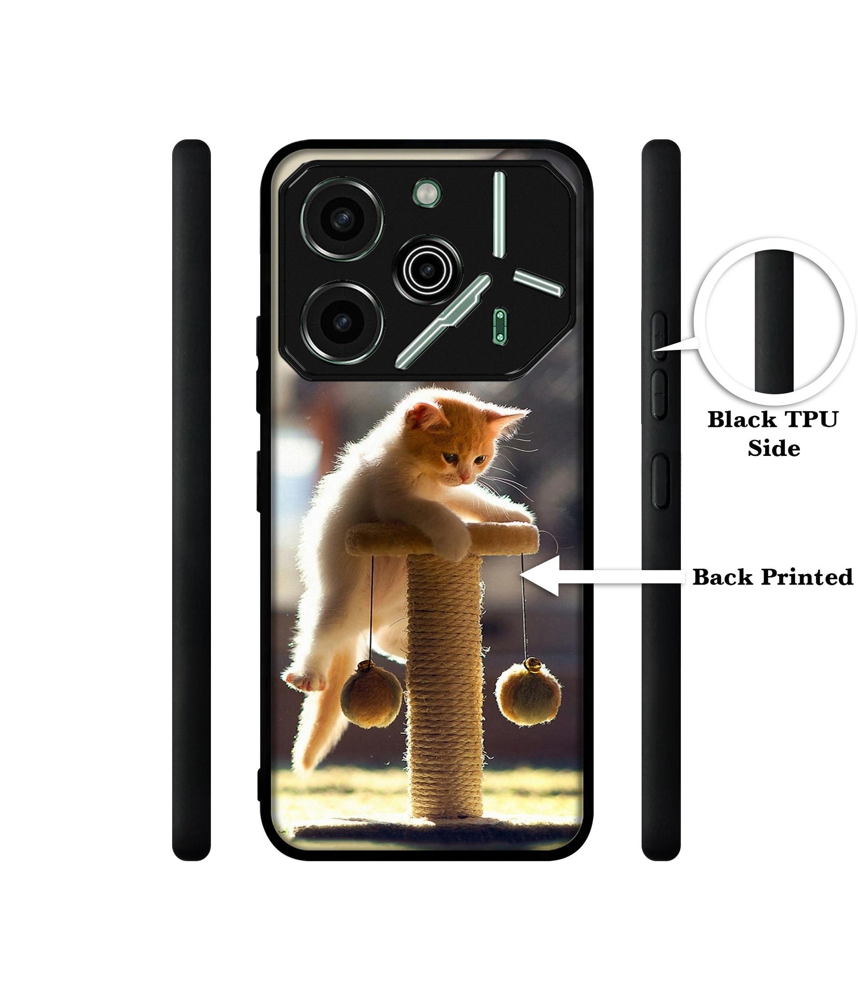 Cat Climbing Designer 2D Printed Back Case Cover for Tecno Pova 6 Pro 5G