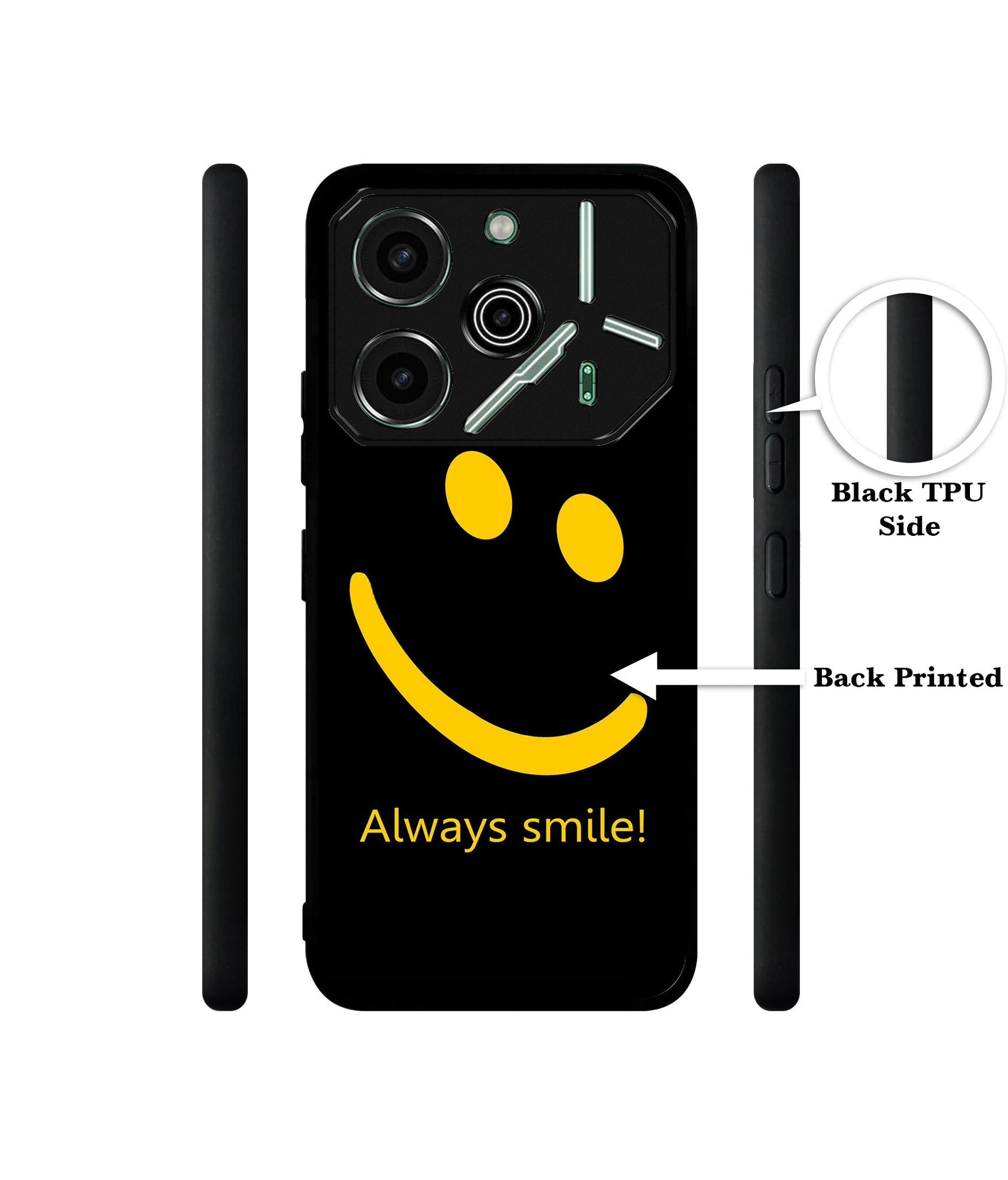 Always Smile Quote Designer 2D Printed Back Case Cover for Tecno Pova 6 Pro 5G