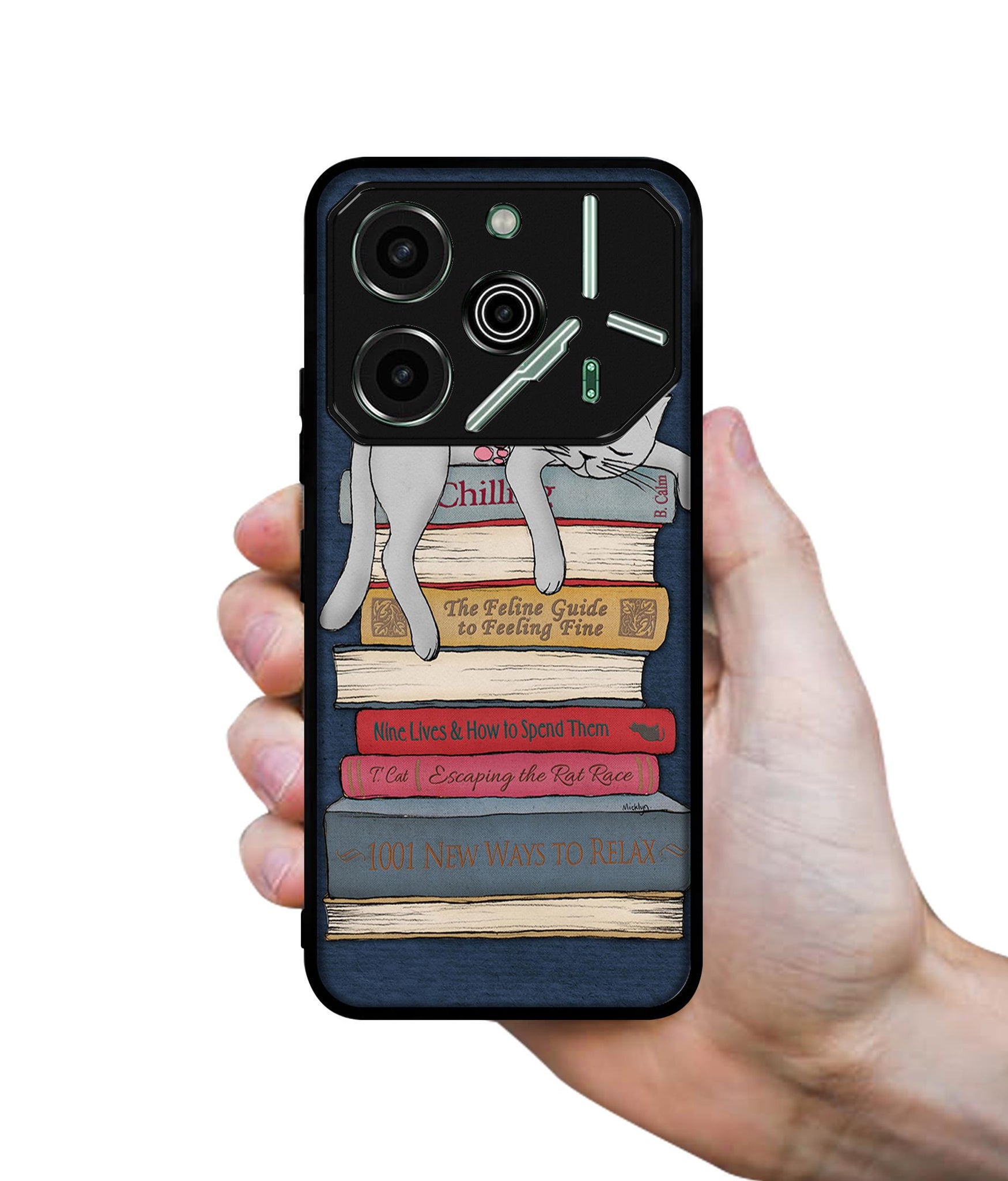 Cat Sleeping On The Books Designer 2D Printed Back Case Cover for Tecno Pova 6 Pro 5G