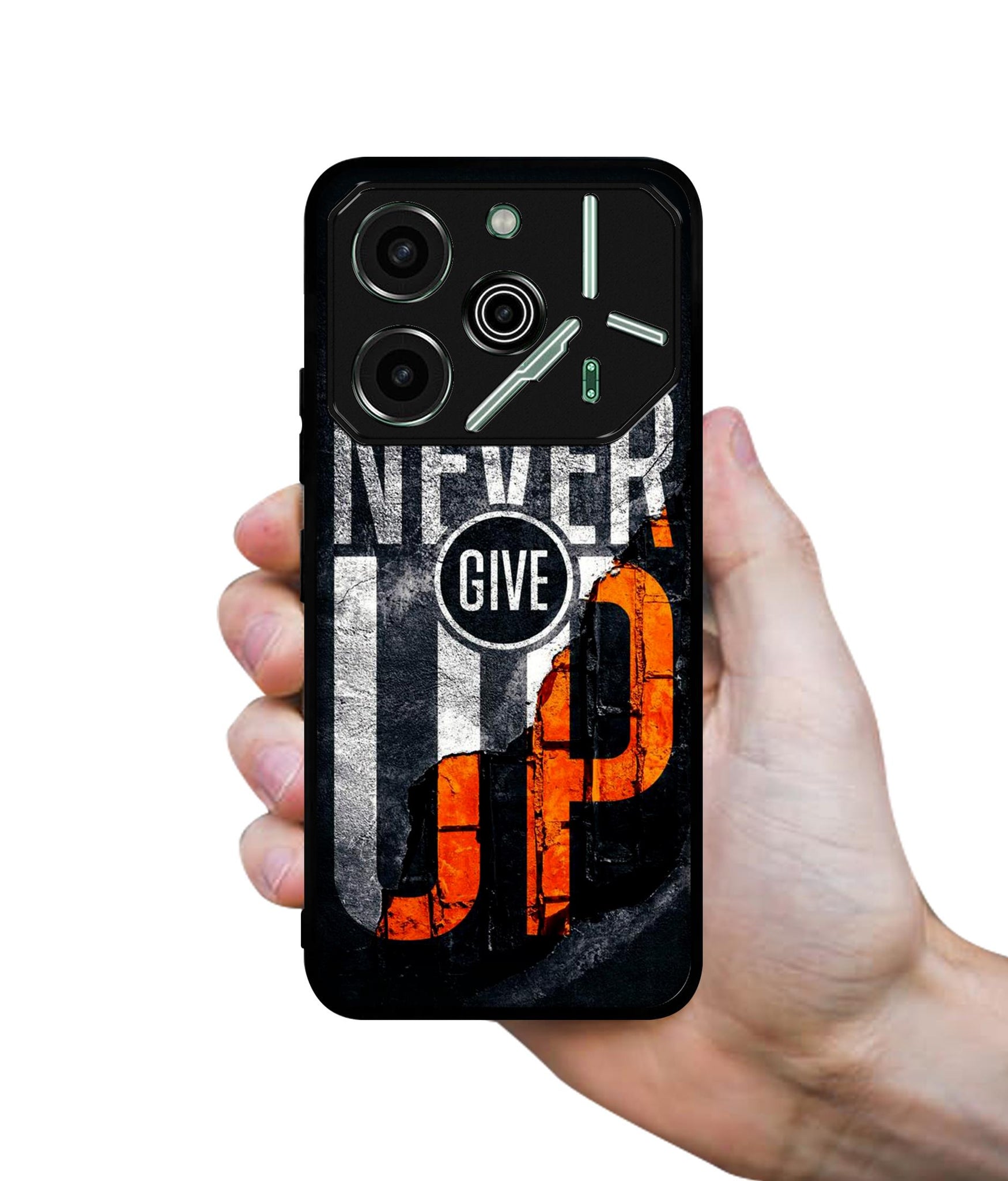 Never Give Up Designer 2D Printed Back Case Cover for Tecno Pova 6 Pro 5G