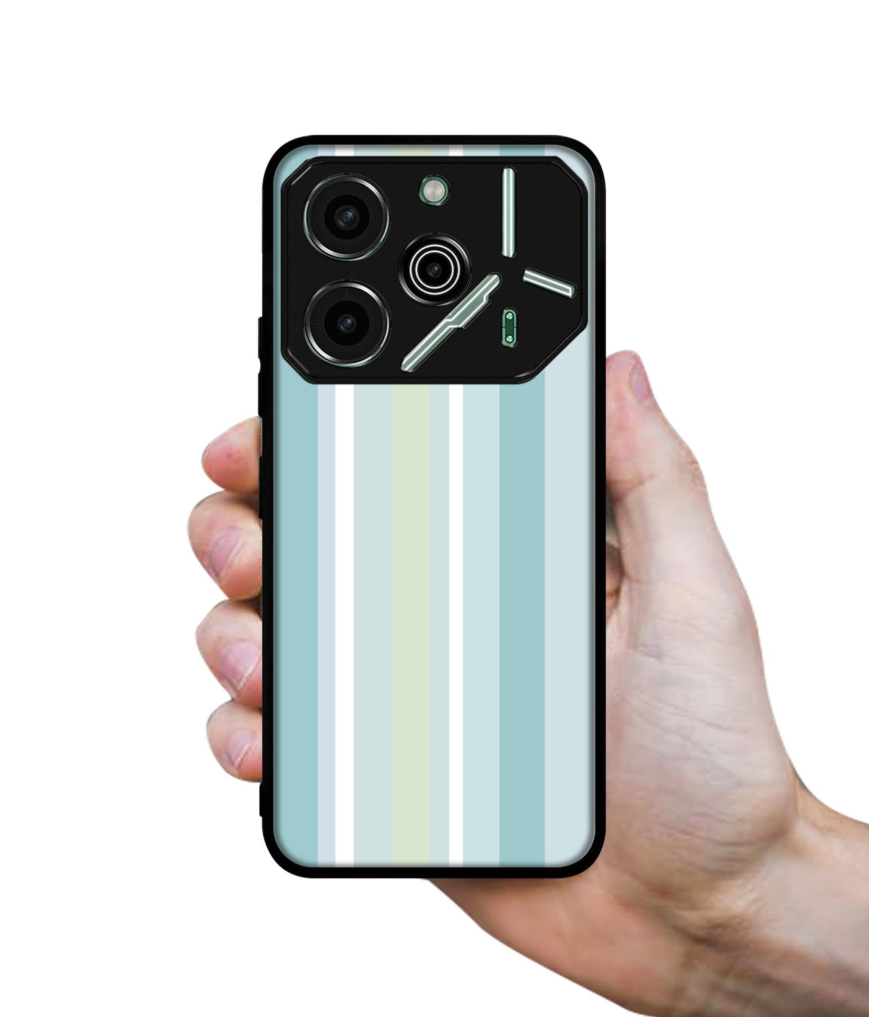 Light Green Stripes Designer 2D Printed Back Case Cover for Tecno Pova 6 Pro 5G