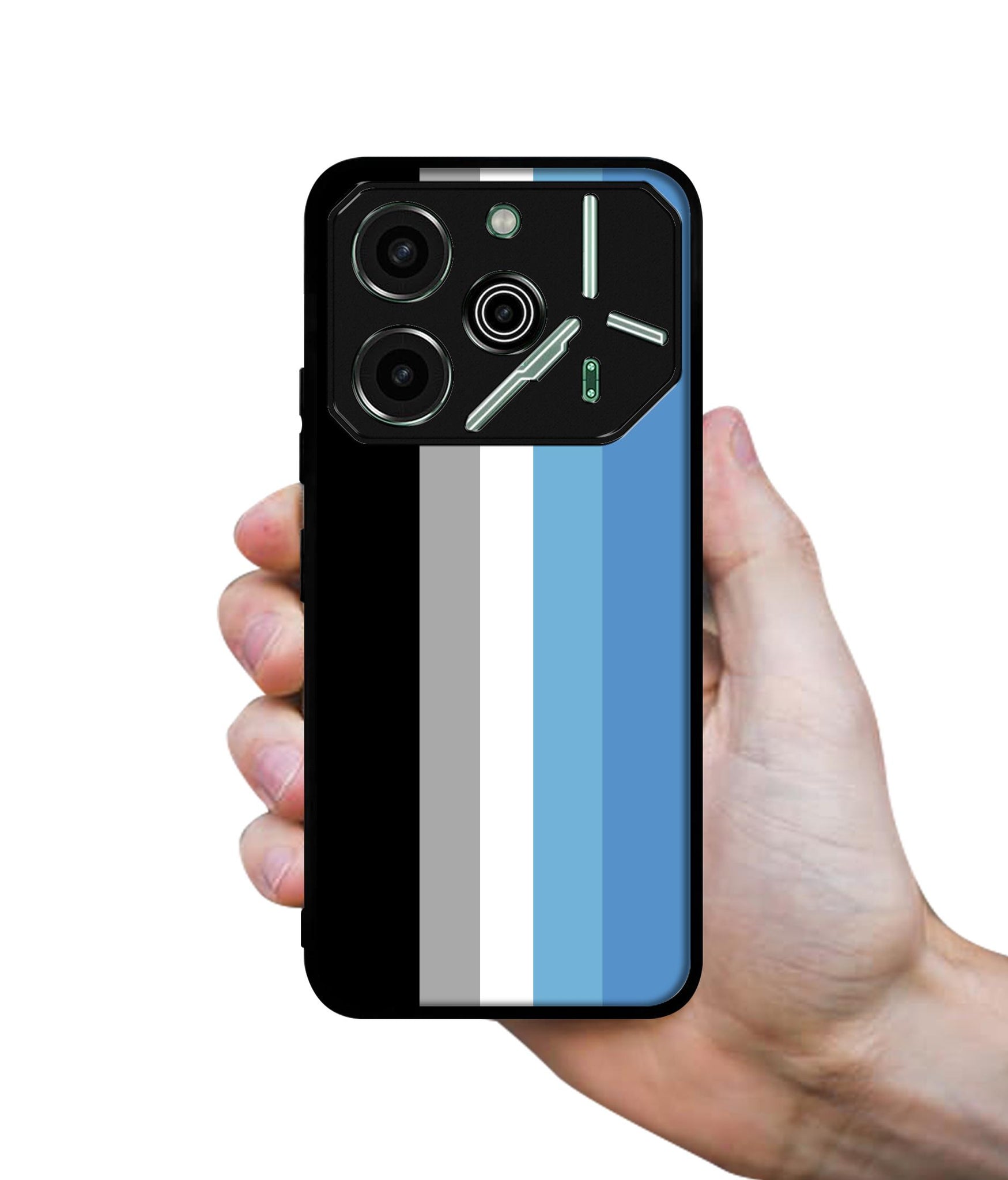 White and Blue Lines Designer 2D Printed Back Case Cover for Tecno Pova 6 Pro 5G