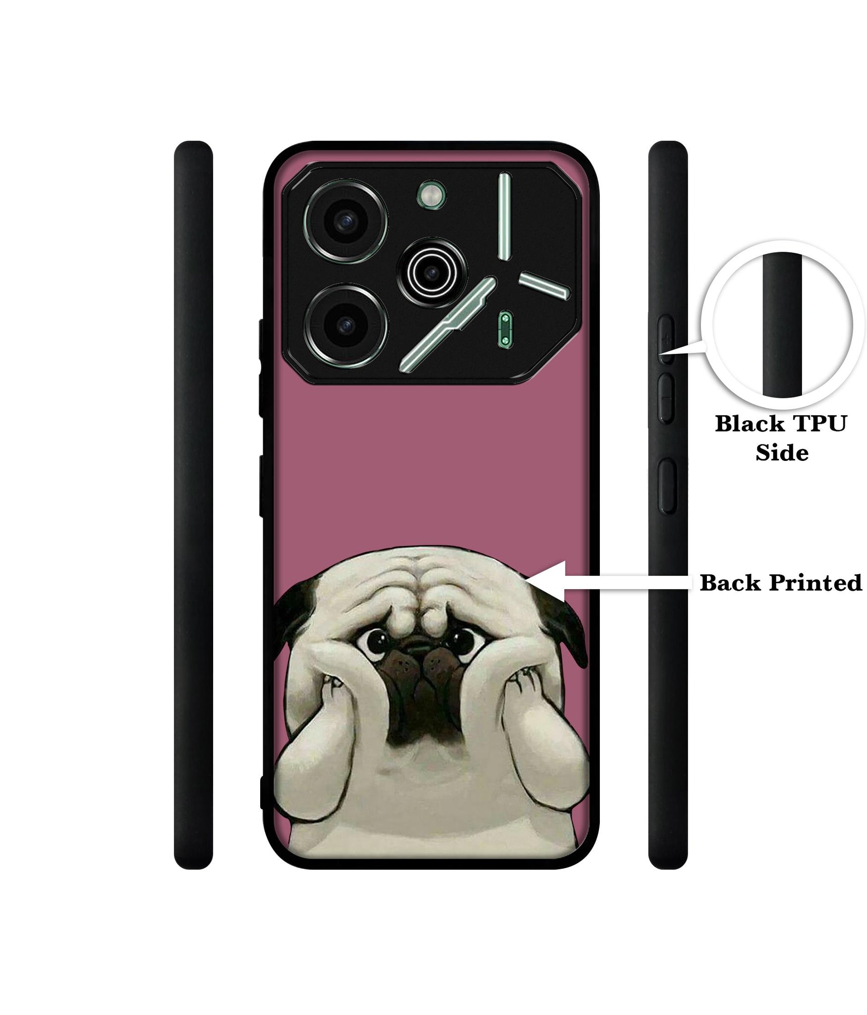 Cute Pug Holding Big Cheeks Designer 2D Printed Back Case Cover for Tecno Pova 6 Pro 5G