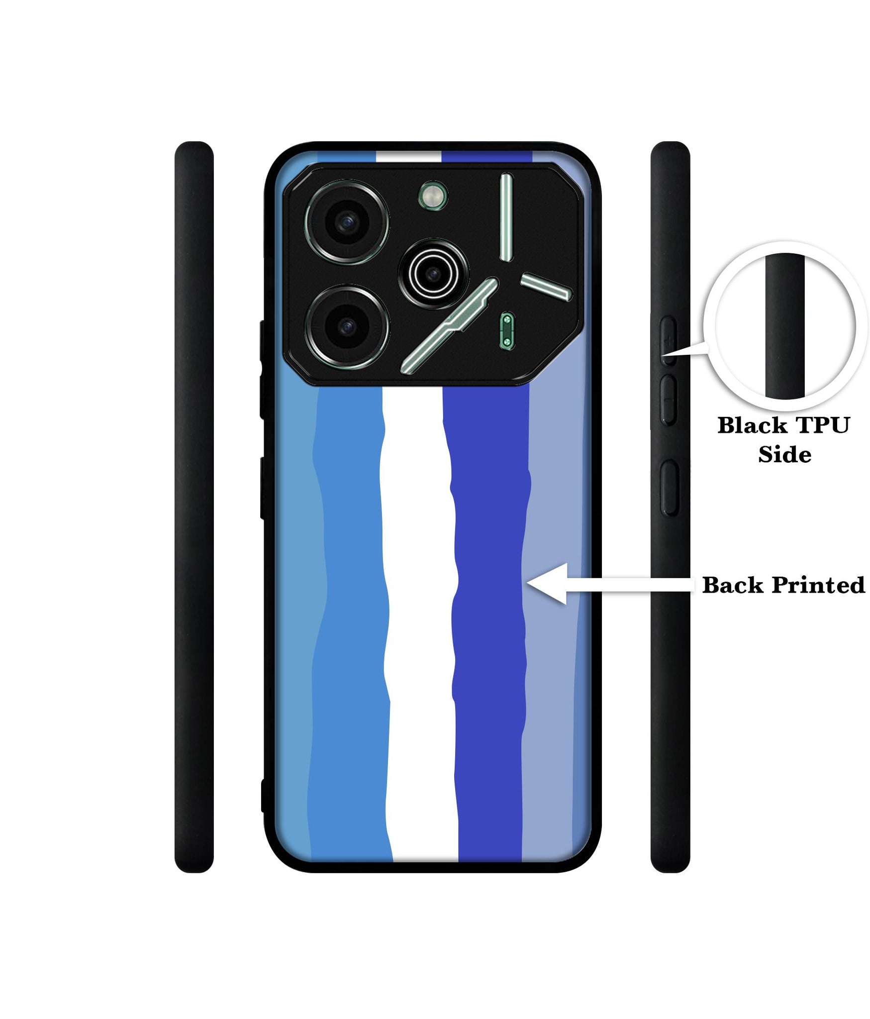Blue Stripes Rainbow Designer 2D Printed Back Case Cover for Tecno Pova 6 Pro 5G