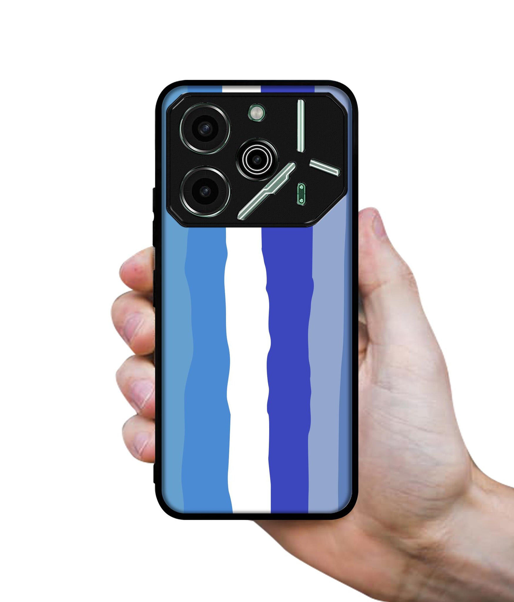 Blue Stripes Rainbow Designer 2D Printed Back Case Cover for Tecno Pova 6 Pro 5G