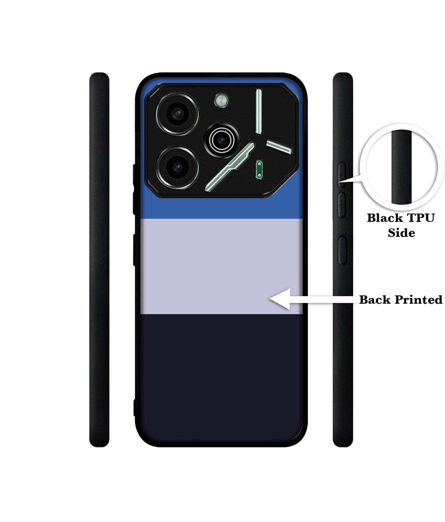 Three Color Stripes Designer 2D Printed Back Case Cover for Tecno Pova 6 Pro 5G