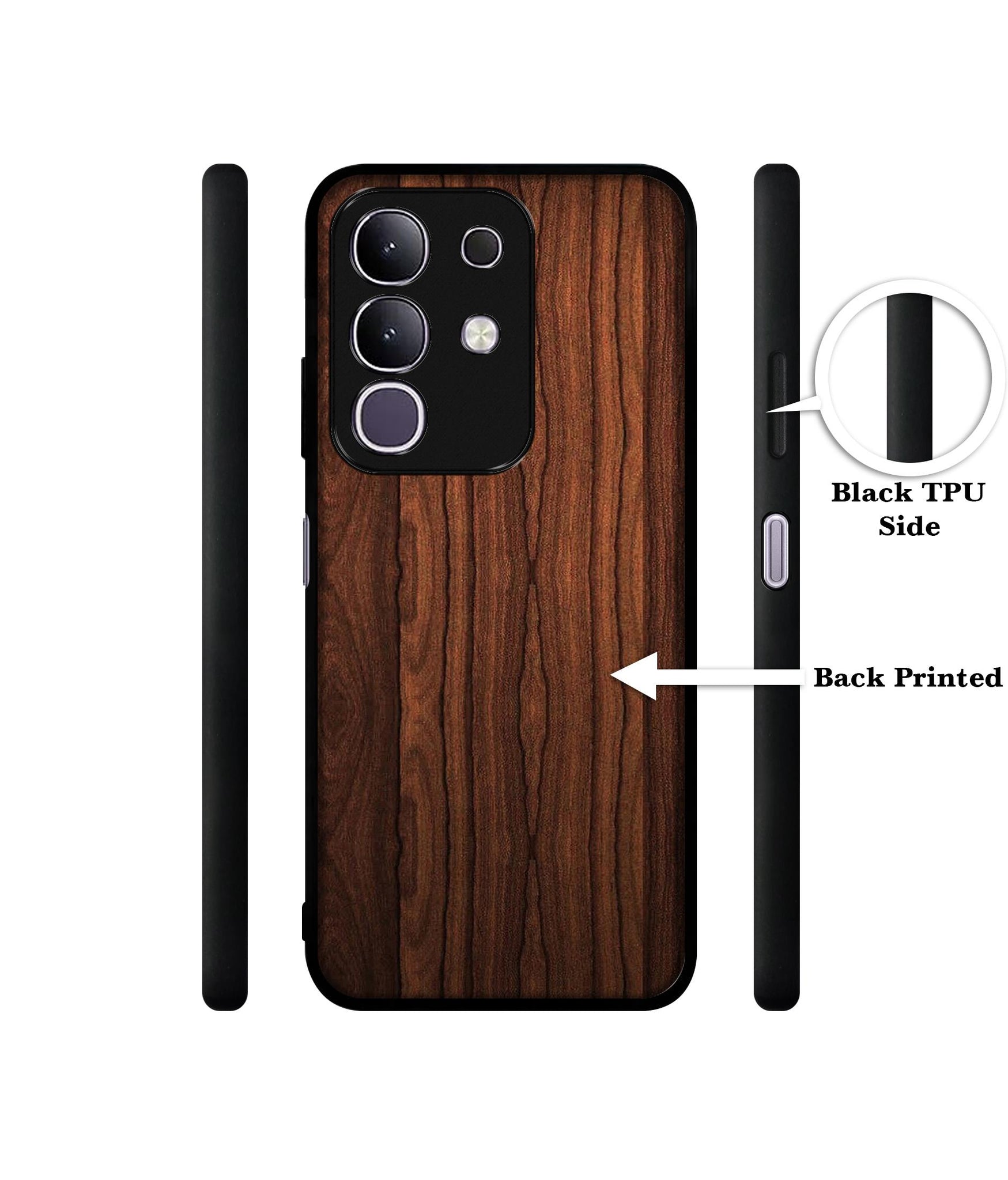 Brown Wooden Texture Designer 2D Printed Back Case Cover for Vivo T4x 5G / Y29 4G / iQOO Z10x 5G