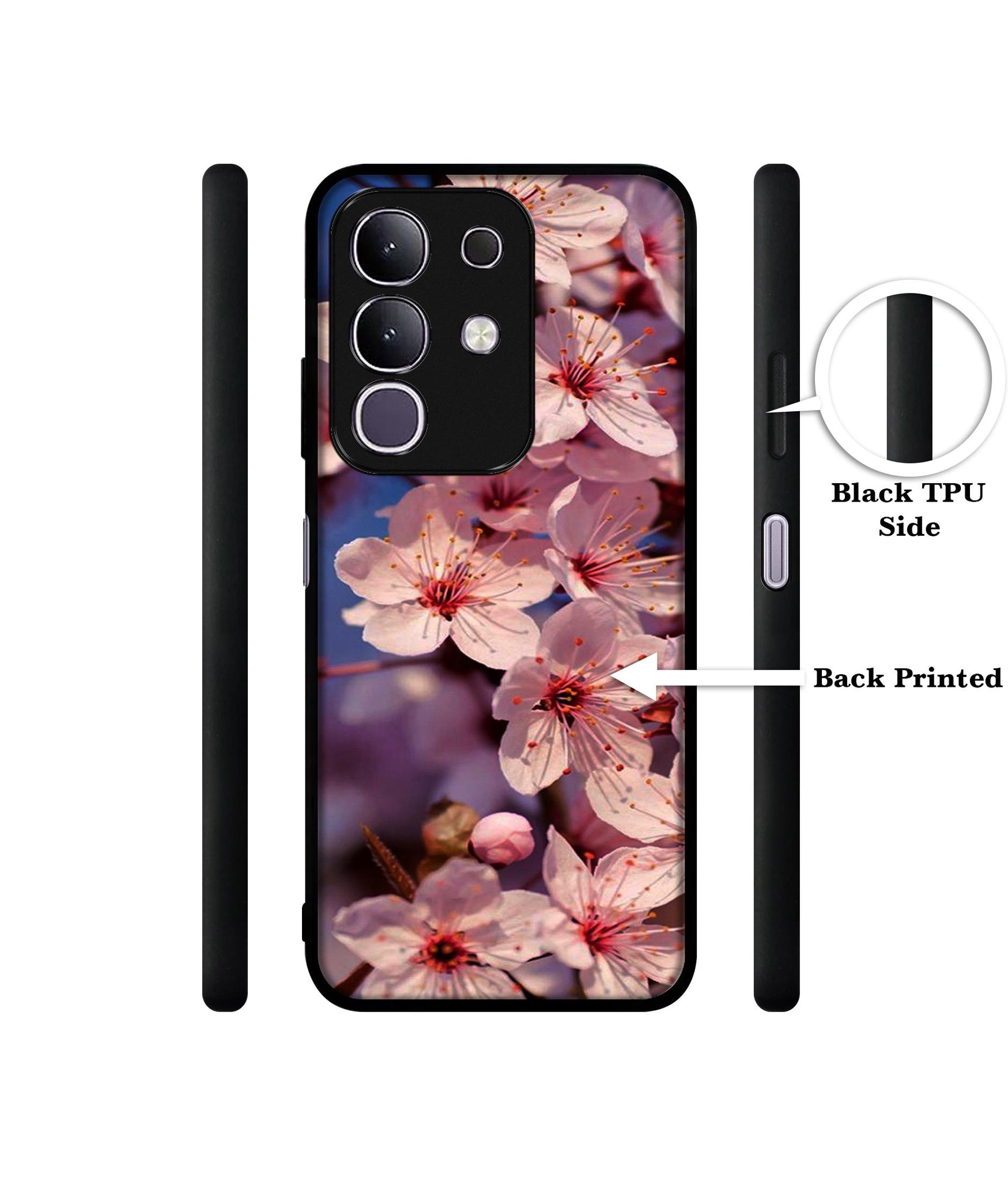 Pink Flowers Pattern Designer 2D Printed Back Case Cover for Vivo T4x 5G / Y29 4G / iQOO Z10x 5G