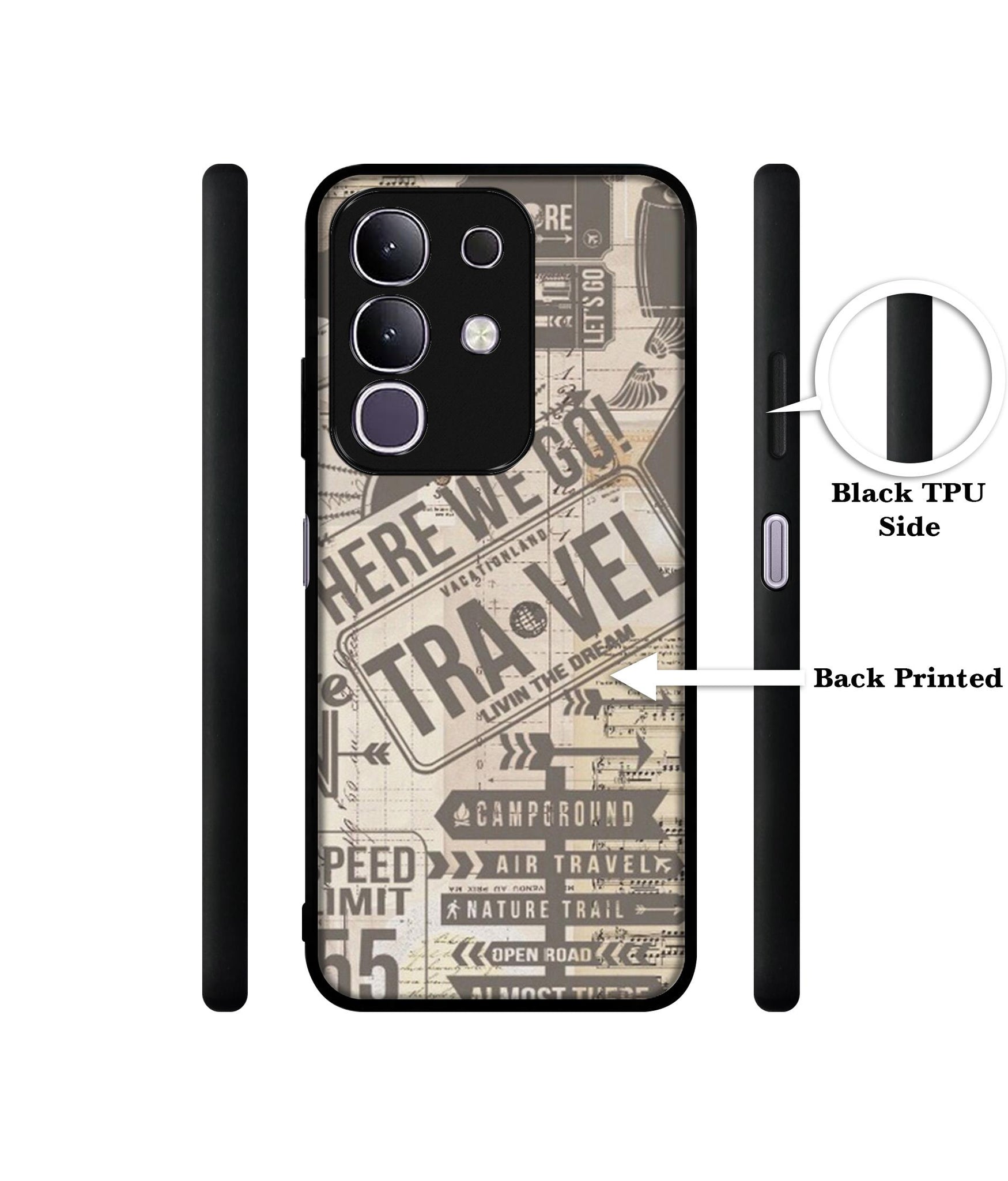 Travel Designer 2D Printed Back Case Cover for Vivo T4x 5G / Y29 4G / iQOO Z10x 5G