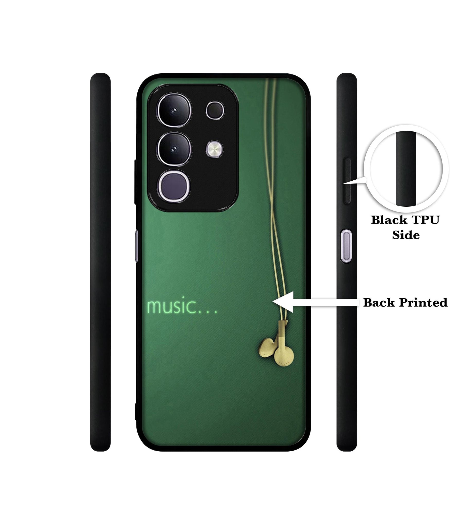 Headphone Music Designer 2D Printed Back Case Cover for Vivo T4x 5G / Y29 4G / iQOO Z10x 5G