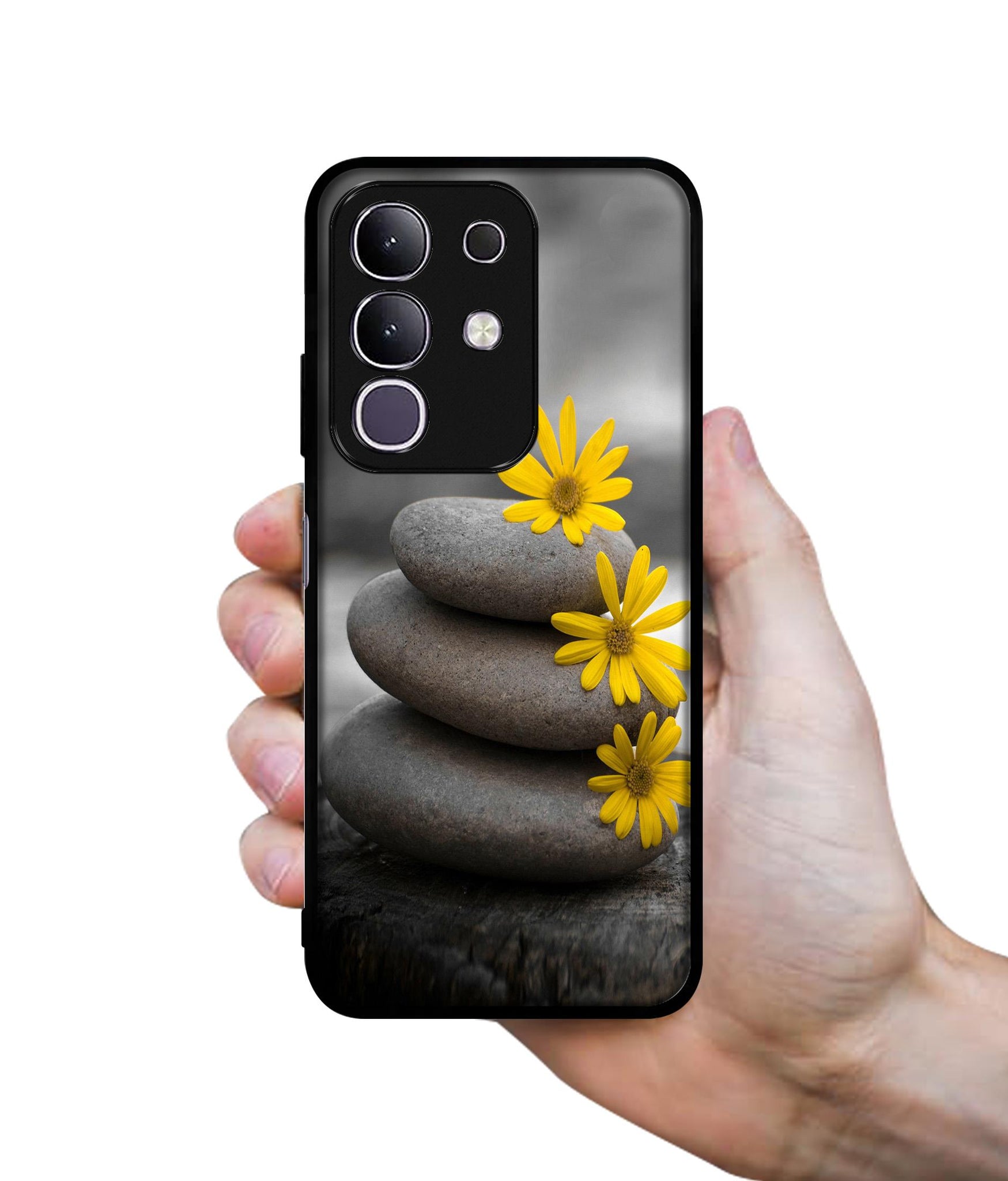 Stones And Flower Designer 2D Printed Back Case Cover for Vivo T4x 5G / Y29 4G / iQOO Z10x 5G
