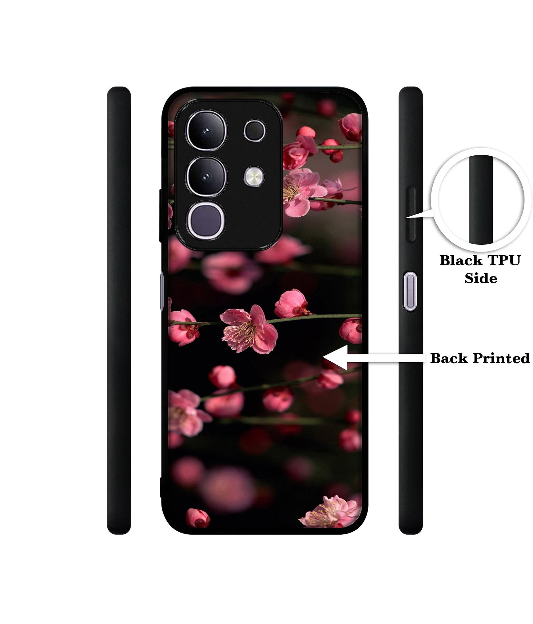 Pink Flowers Designer 2D Printed Back Case Cover for Vivo T4x 5G / Y29 4G / iQOO Z10x 5G